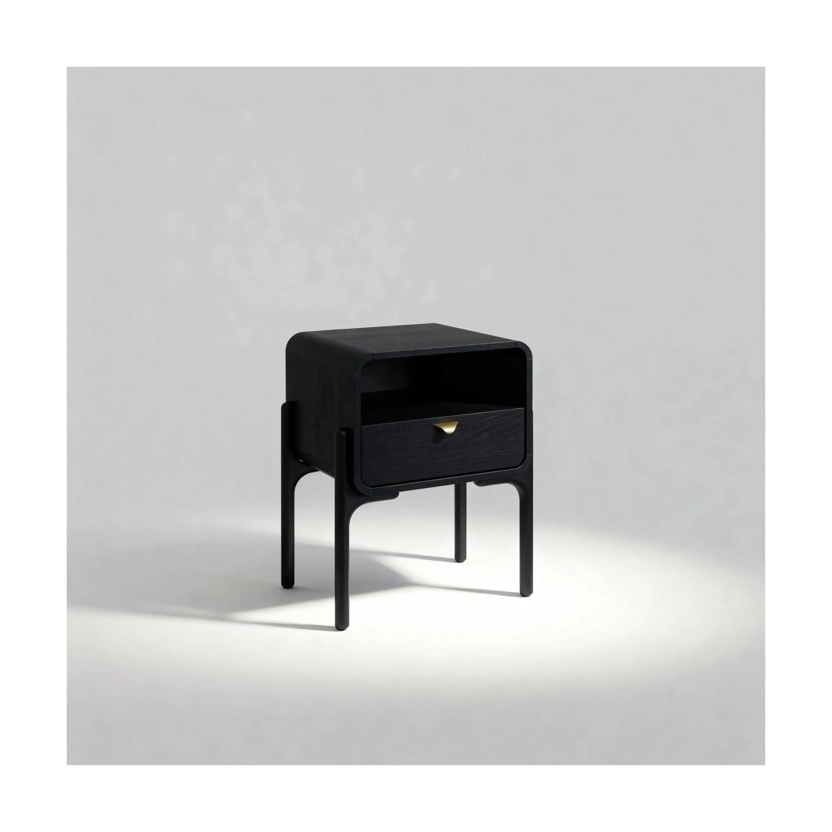 Mesa de Cabeceira Elise 1 Gaveta acabamento Nero com design minimalista e linhas limpas