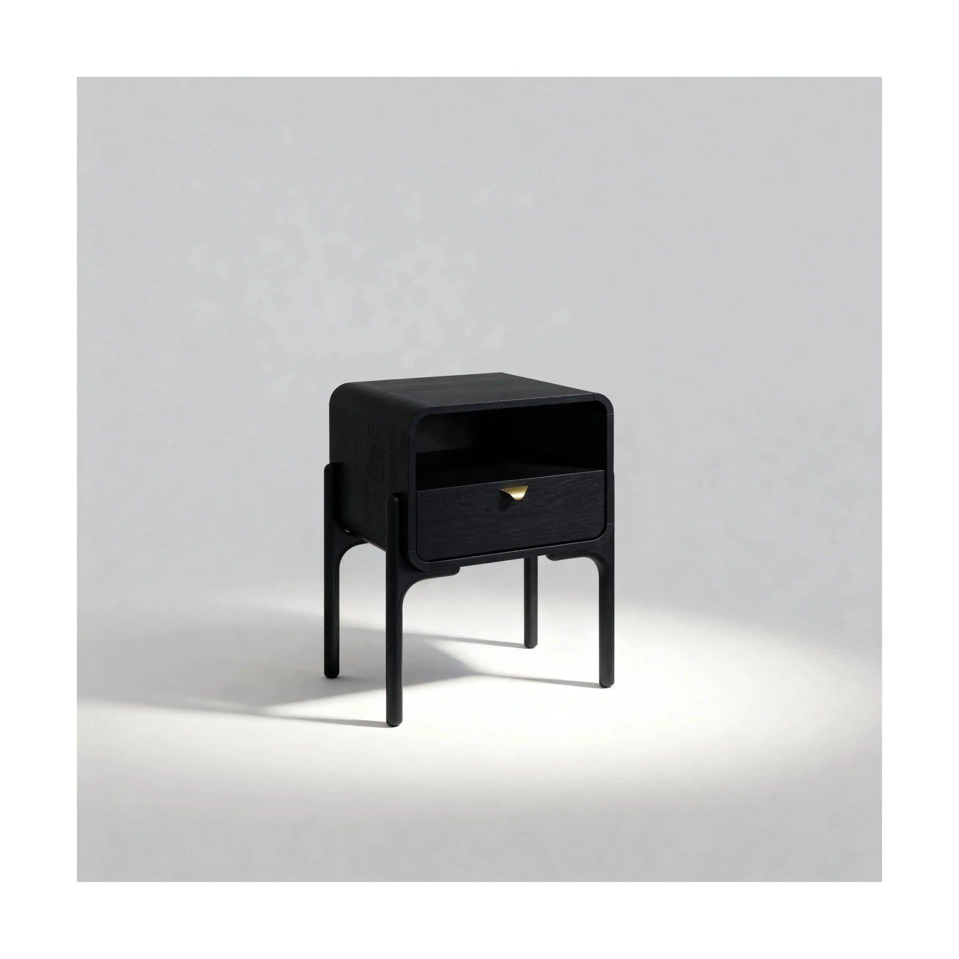 Mesa de Cabeceira Elise 1 Gaveta acabamento Nero com design minimalista e linhas limpas
