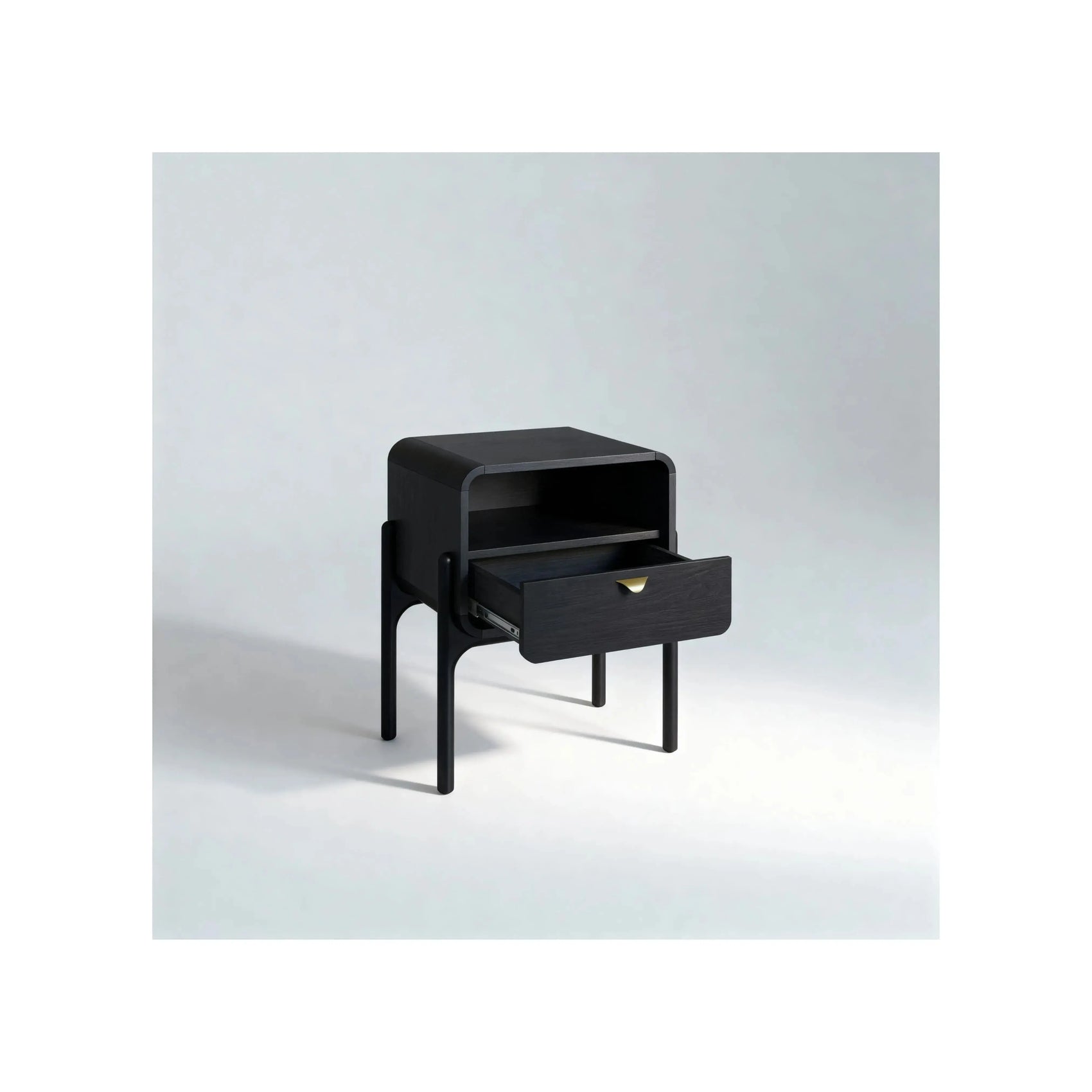 Mesa de Cabeceira Elise 1 Gaveta acabamento Nero com design minimalista e linhas limpas