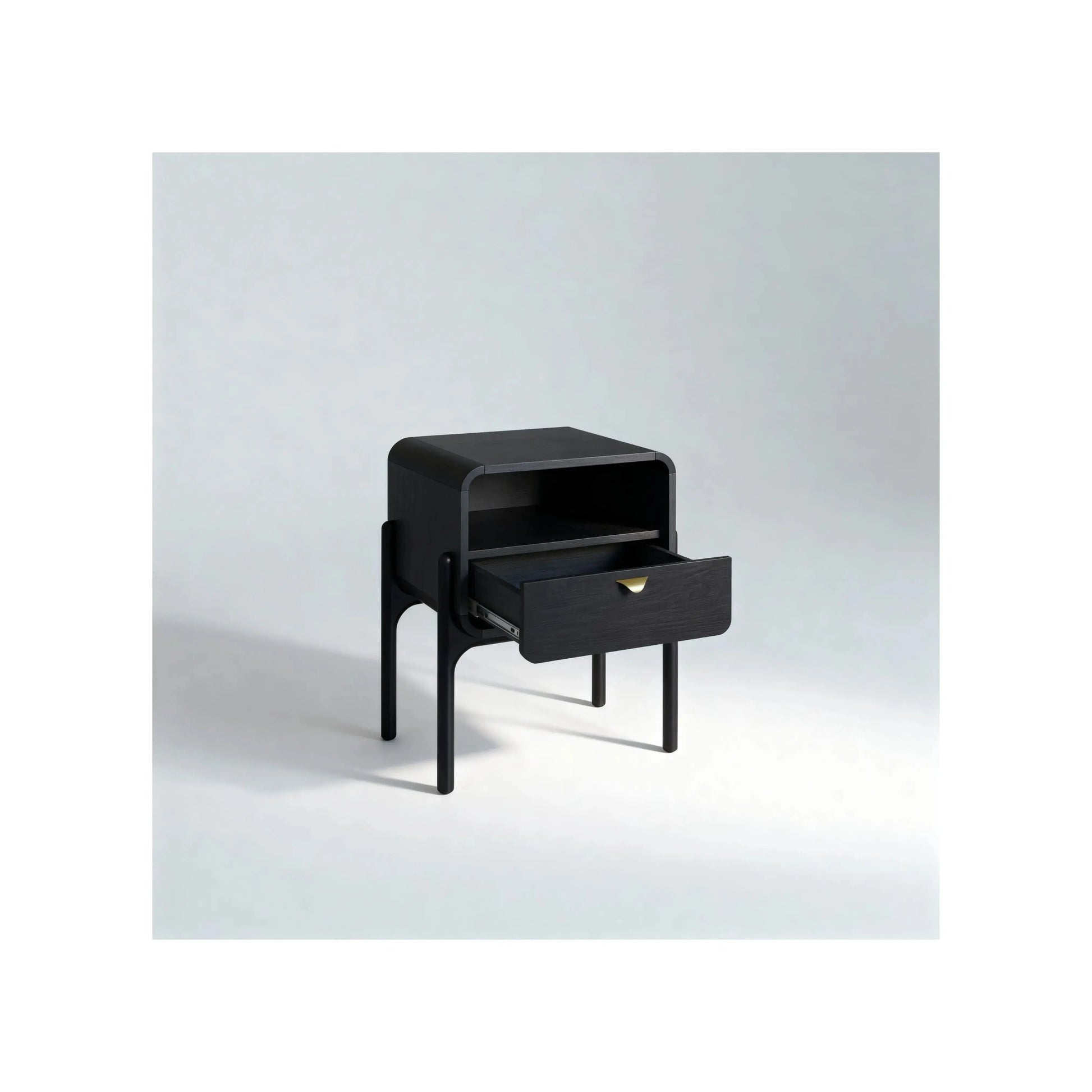 Mesa de Cabeceira Elise 1 Gaveta acabamento Nero com design minimalista e linhas limpas
