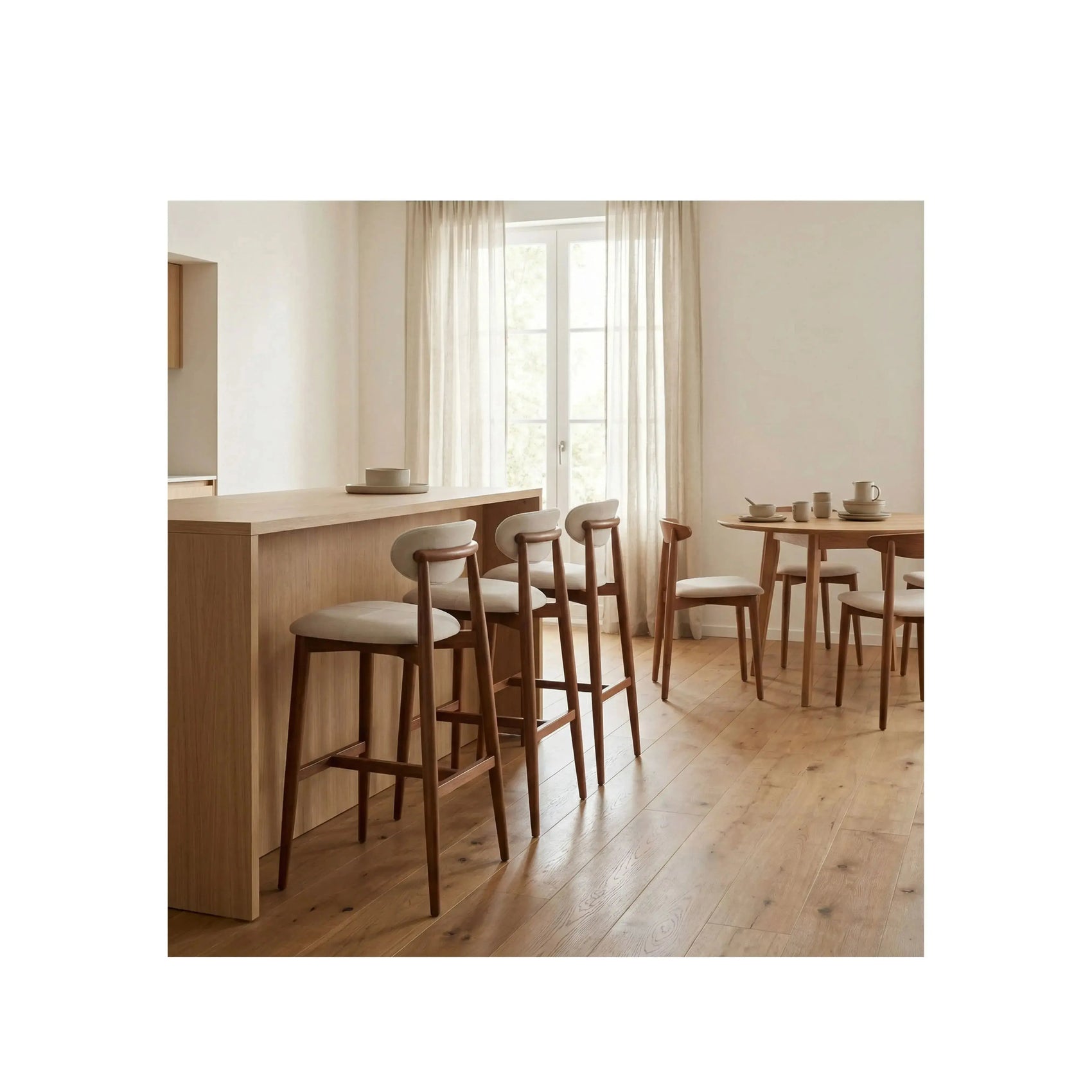 Banqueta Éloi – banqueta sofisticada com 105 cm de altura para bancadas altas