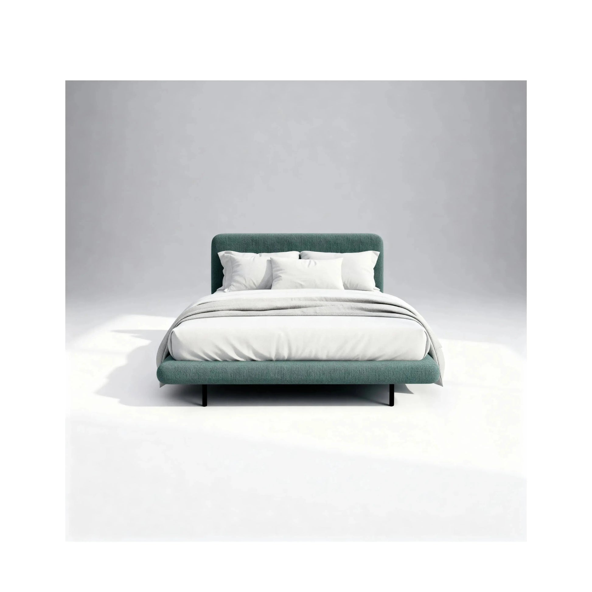 Cama Eudora – cama estofada retilínea com design contemporâneo e clean