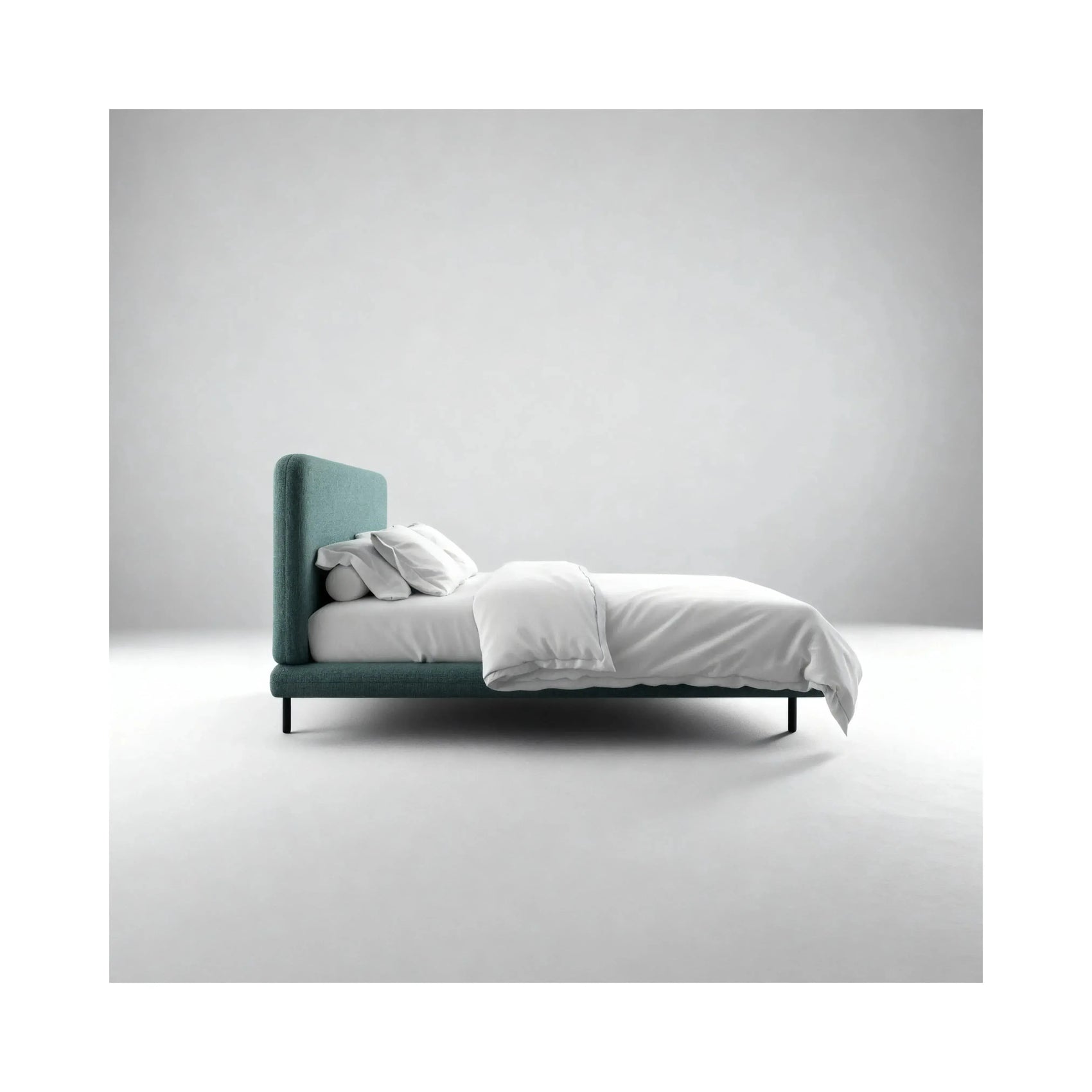 Cama Eudora – cama estofada retilínea com design contemporâneo e clean