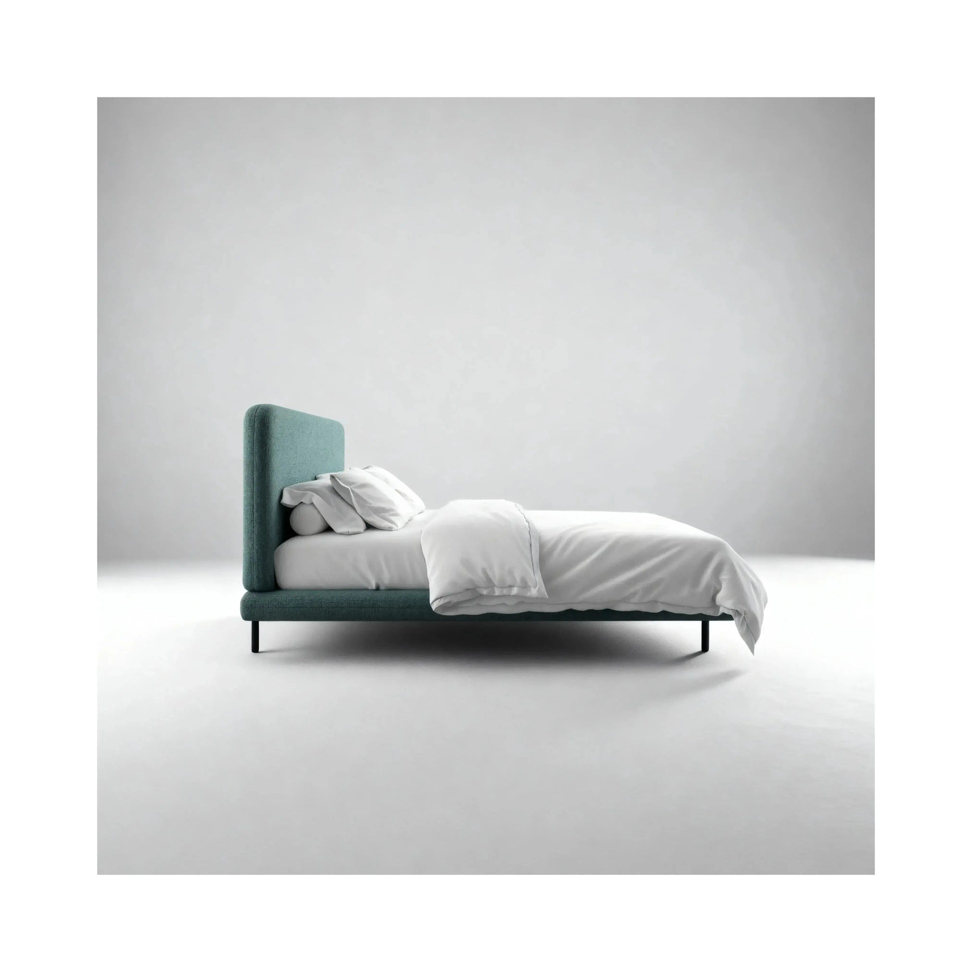 Cama Eudora – cama estofada retilínea com design contemporâneo e clean
