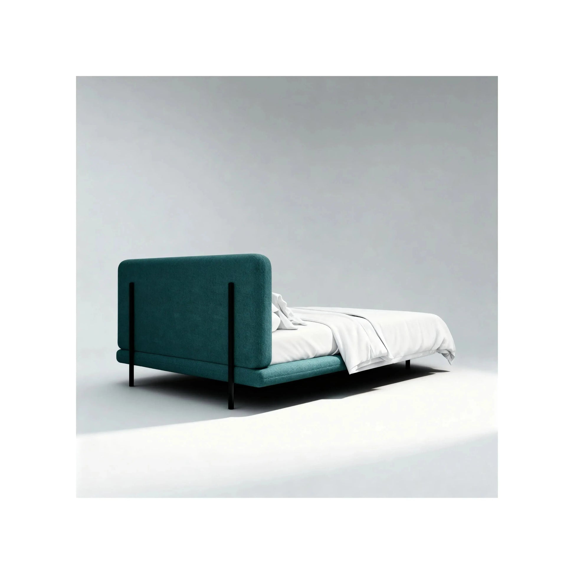 Cama Eudora – cama estofada retilínea com design contemporâneo e clean