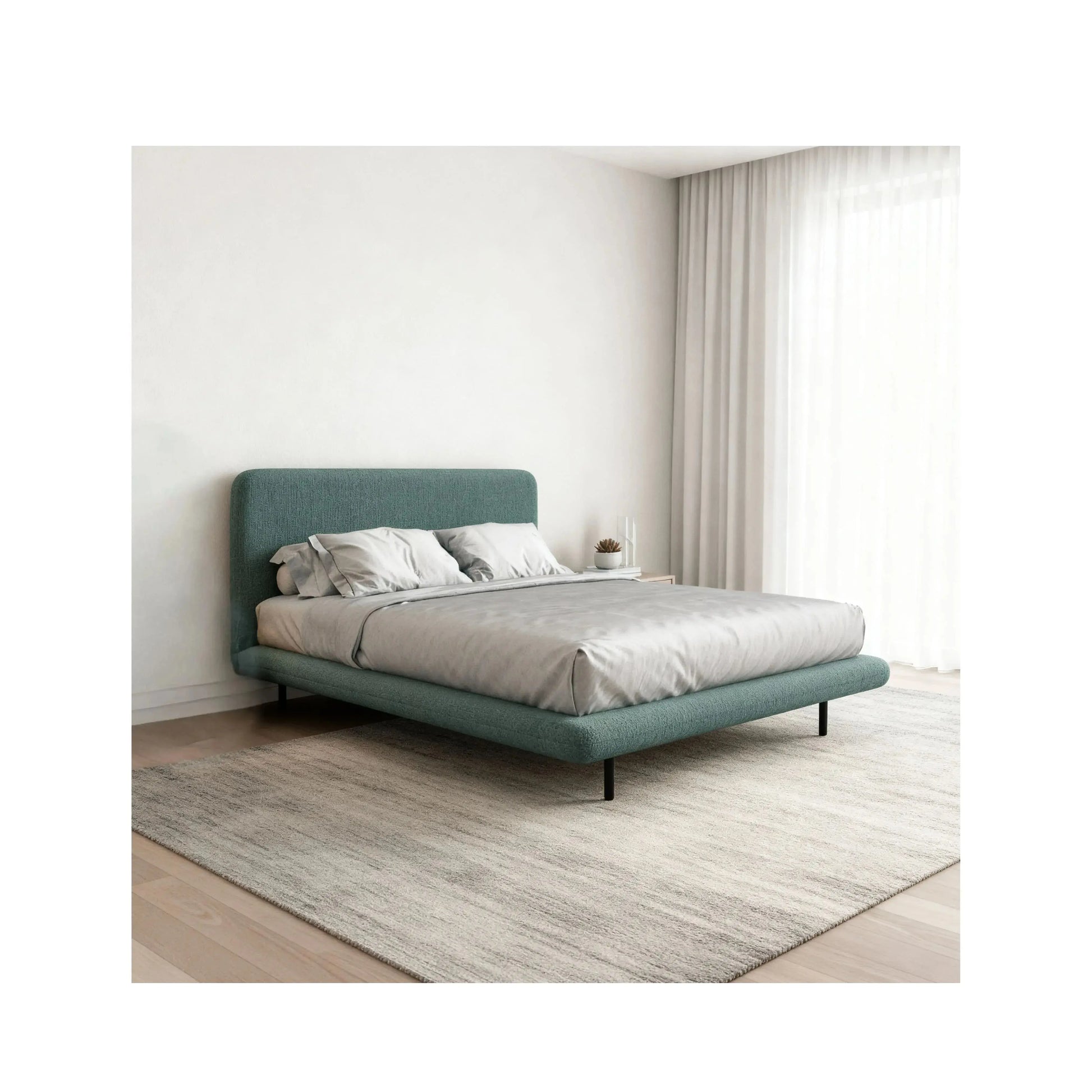 Cama Eudora – cama estofada retilínea com design contemporâneo e clean