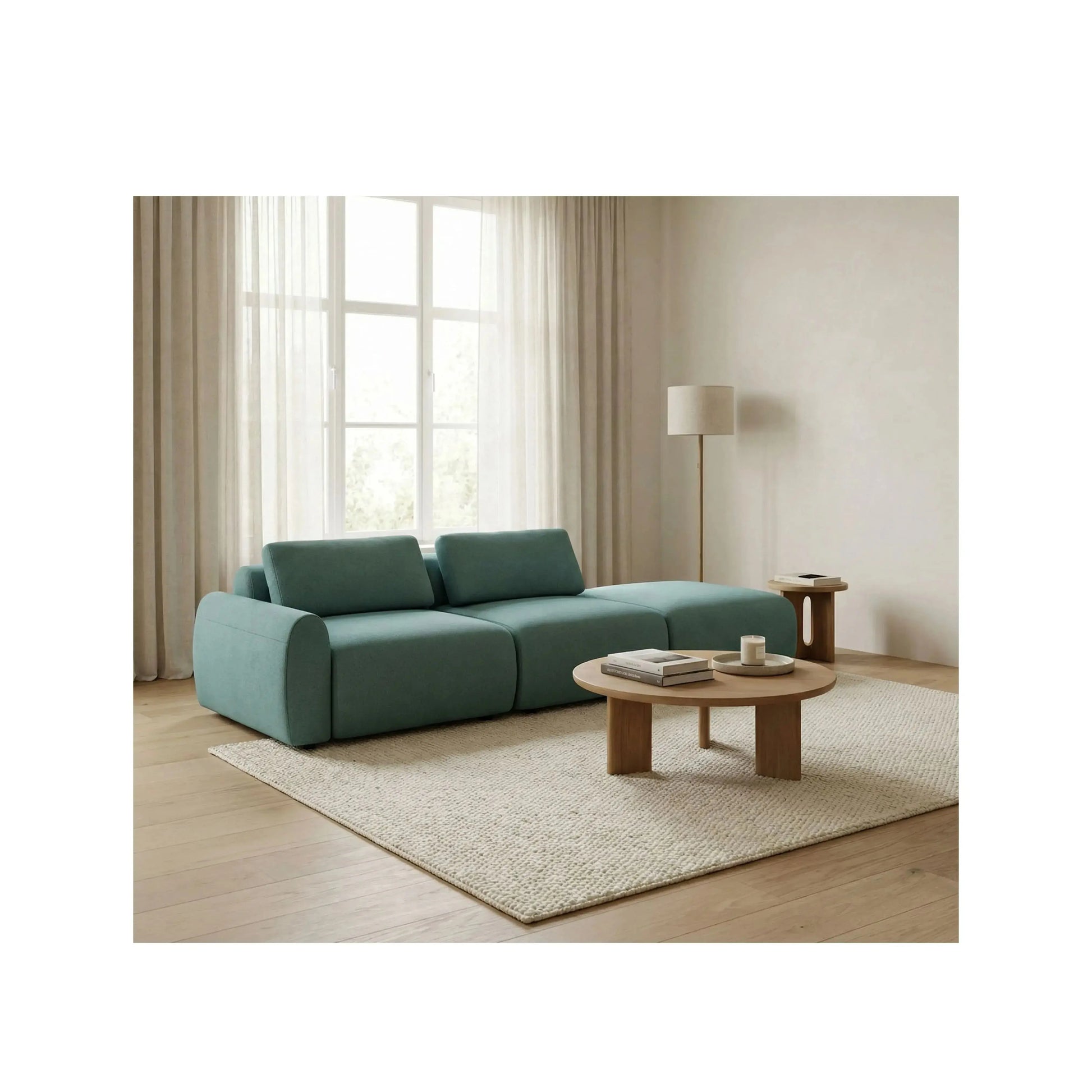 Sofá Ezio Noa Living – sofá minimalista com puff modular em 5 opções de tamanho