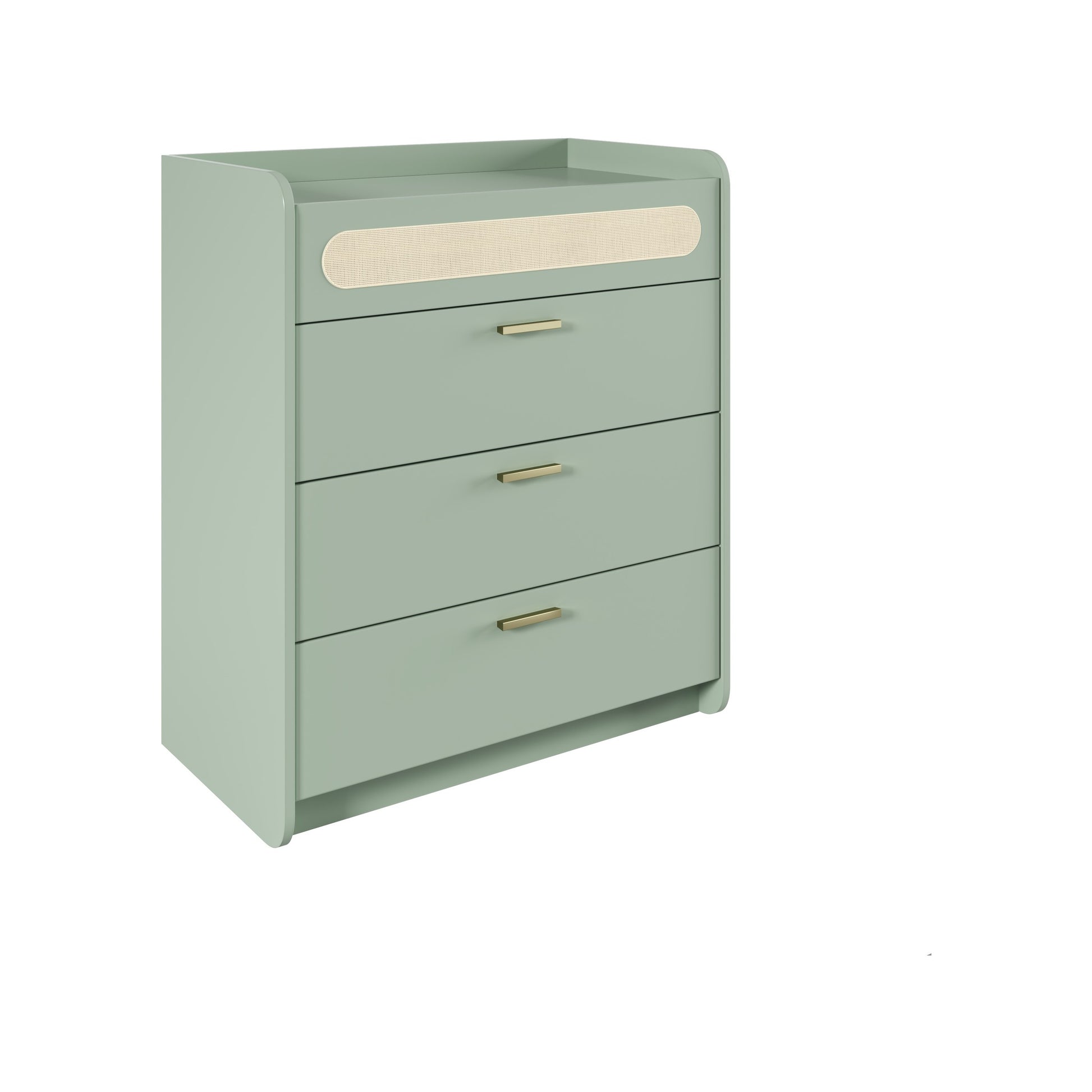 Cômoda de 4 gavetas no acabamento Verde Sage