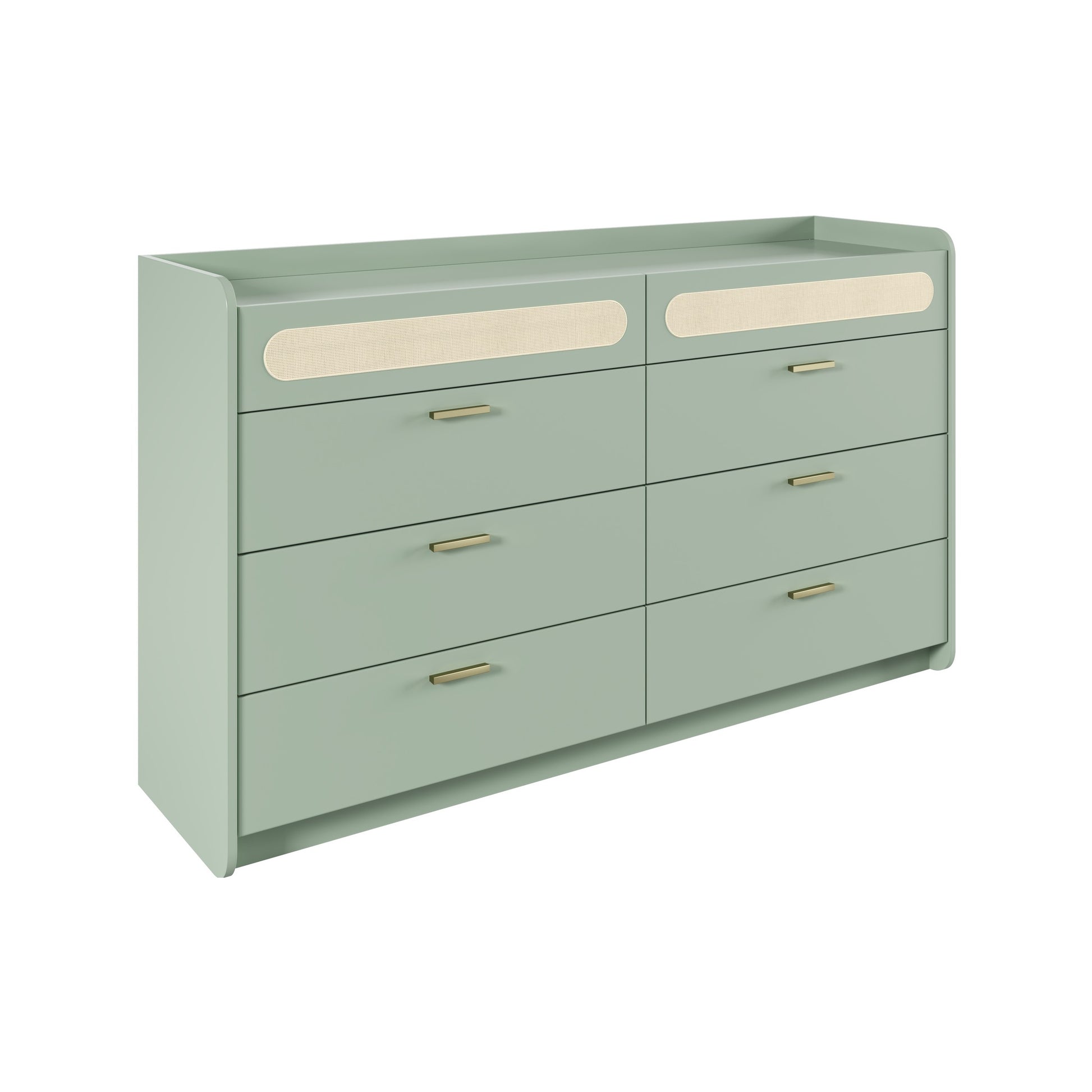 Cômoda de 8 gavetas no acabamento Verde Sage