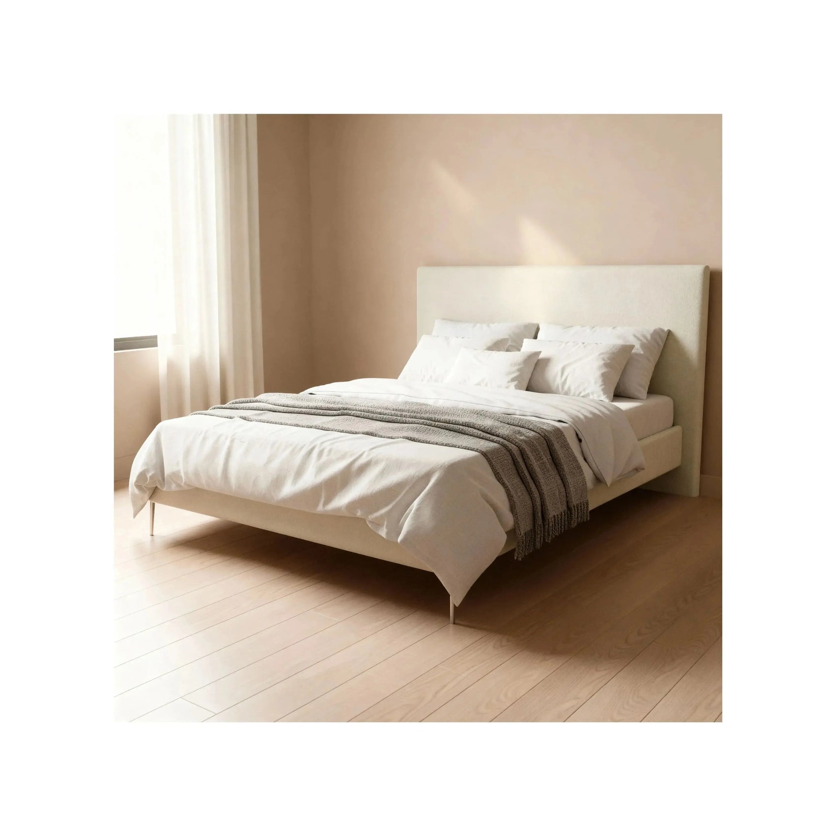 Cama Florença – cama estofada com cabeceira alta em eucalipto de reflorestamento