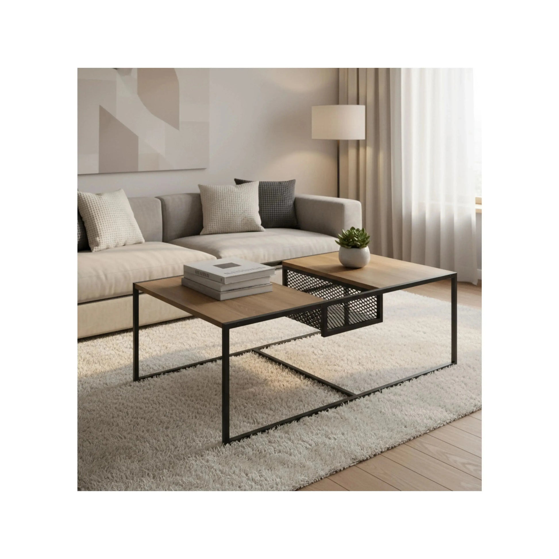 Mesa de Centro Forge metal e madeira – Artesano