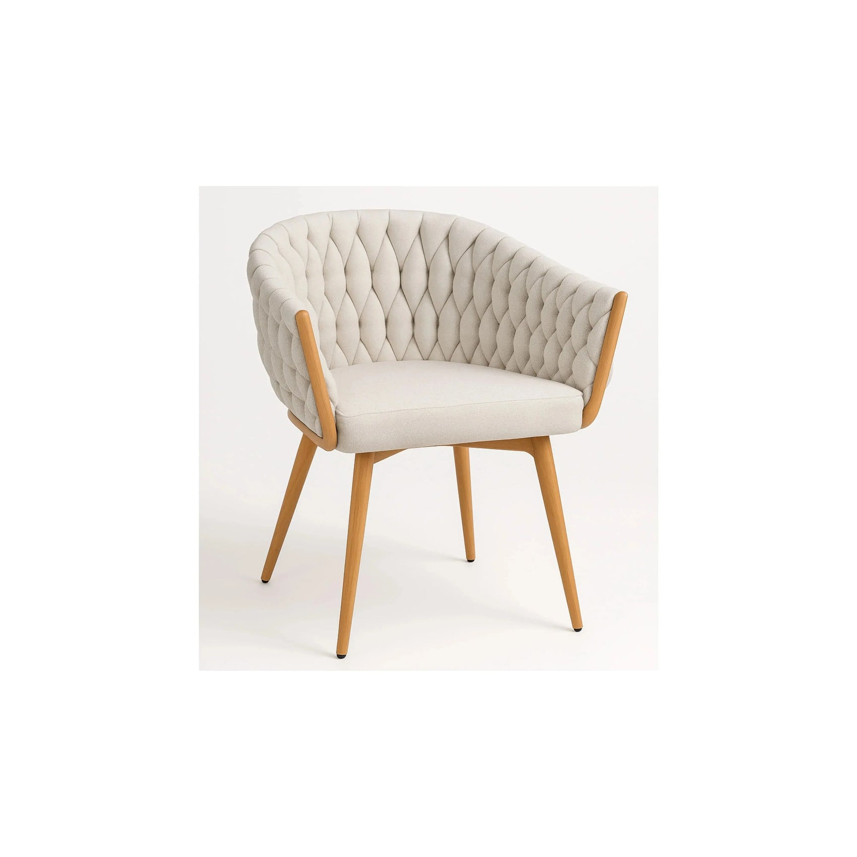 Cadeira Orla – cadeira de jantar com design orgânico e revestimento em bouclé