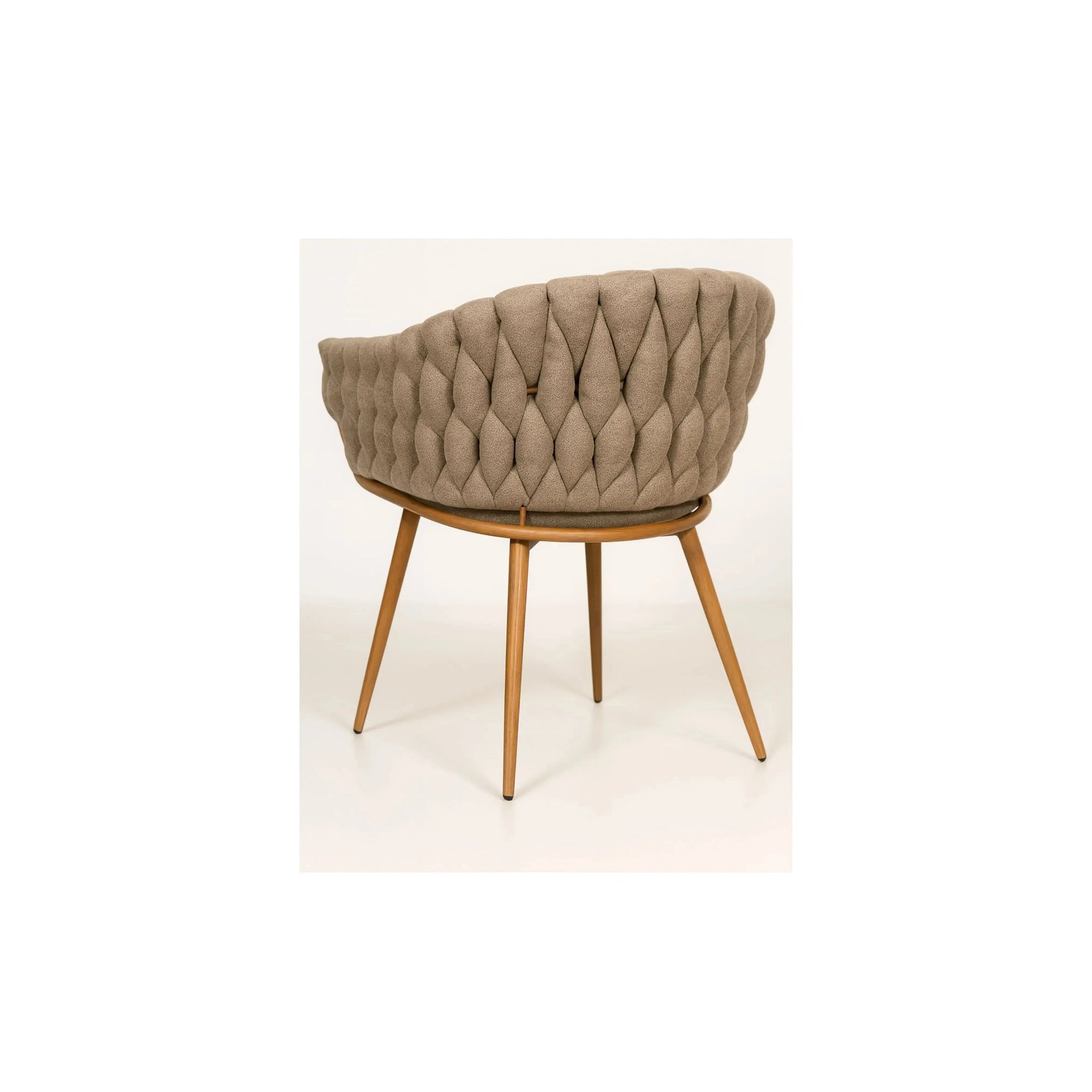 Cadeira Orla – cadeira de jantar com design orgânico e revestimento em bouclé