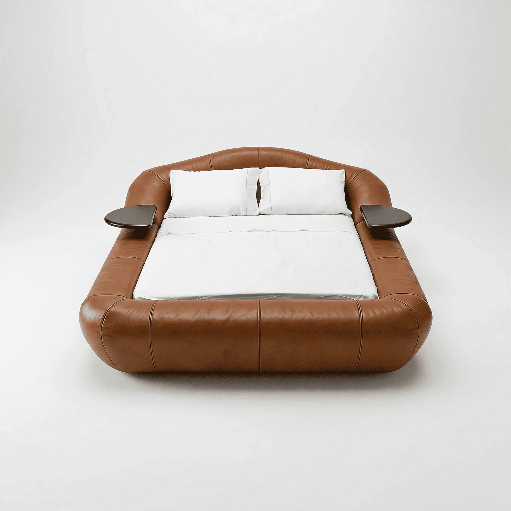 Cama Haru – cama estofada com design orgânico e curvas suaves