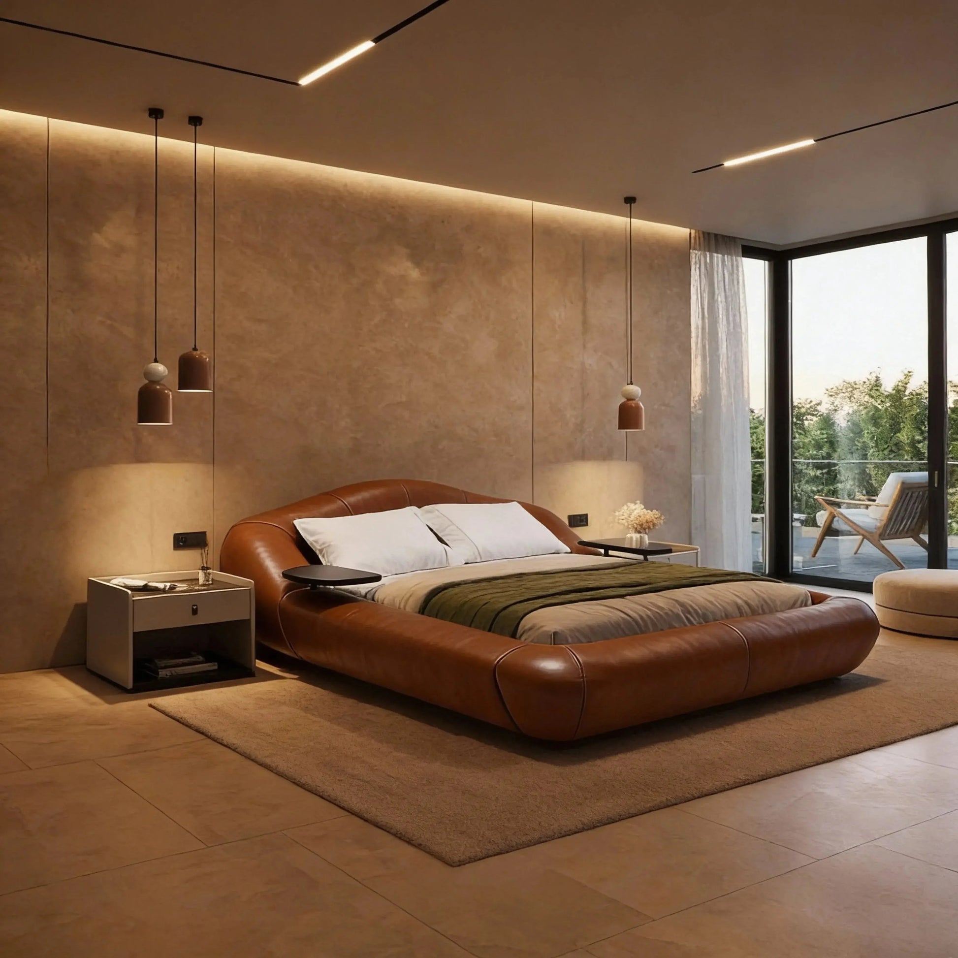 Cama Haru – cama estofada com design orgânico e curvas suaves