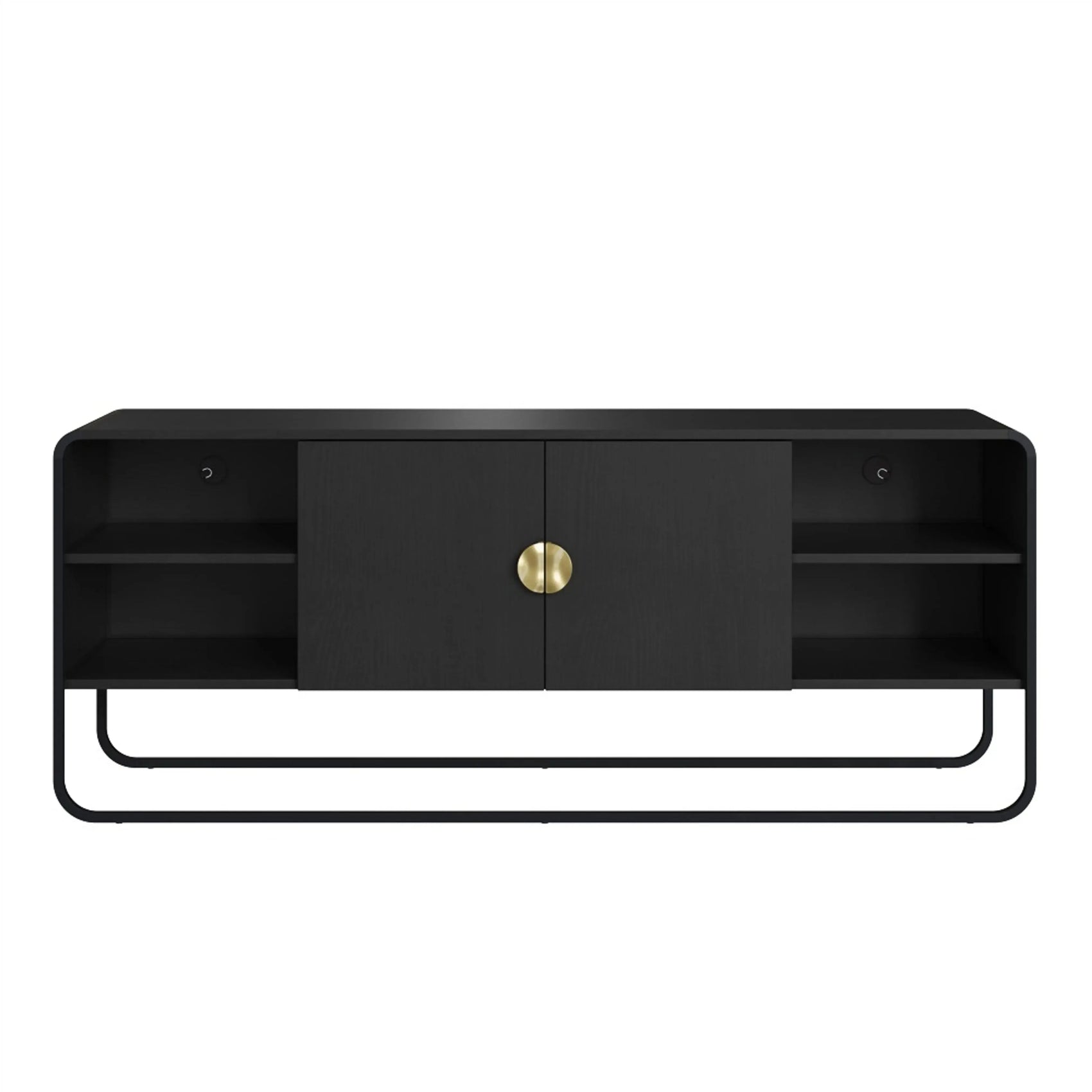 Rack Dalia 150cm 2 Portas acabamento Nero/Preto com pés metálicos e design orgânico