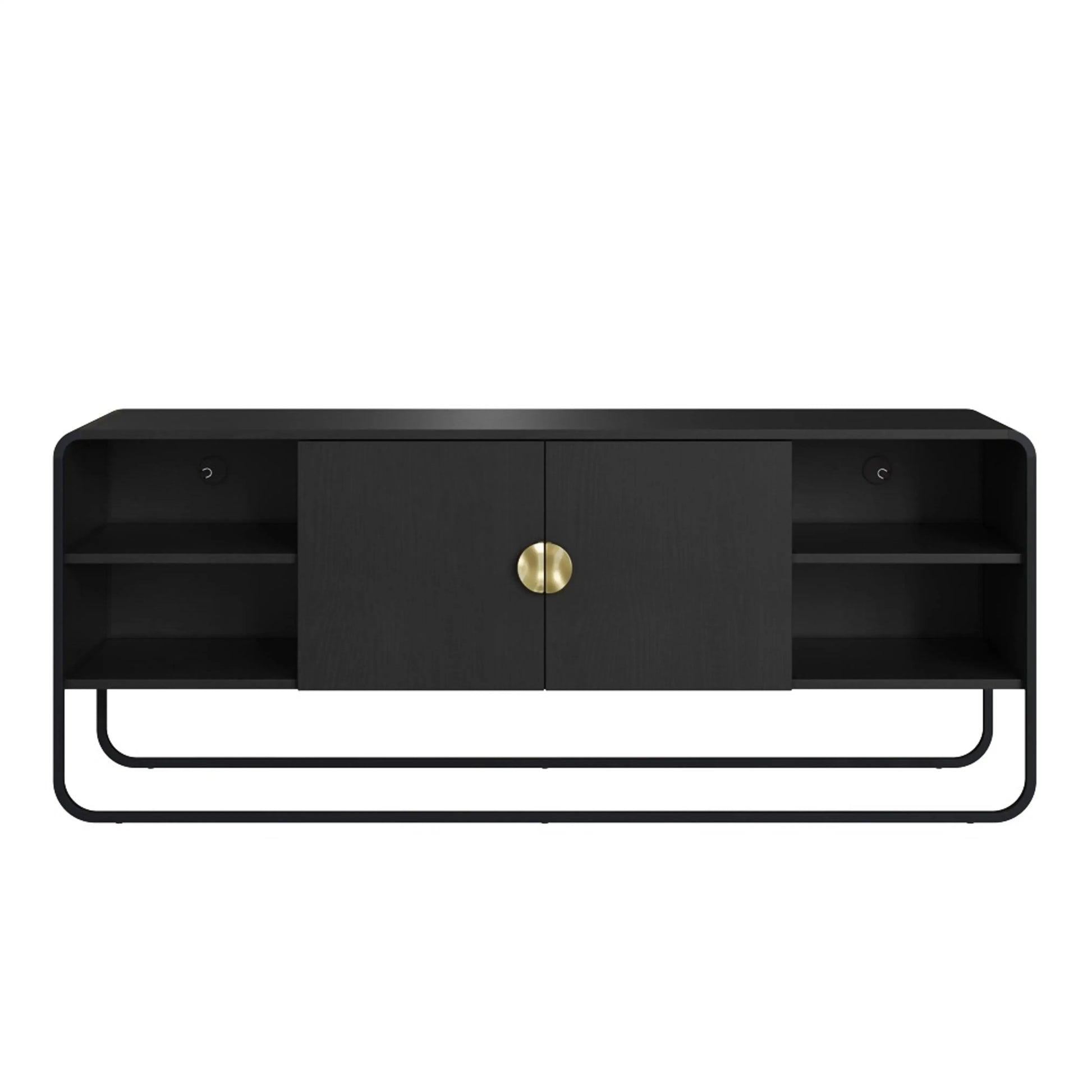 Rack Dalia 150cm 2 Portas acabamento Nero/Preto com pés metálicos e design orgânico