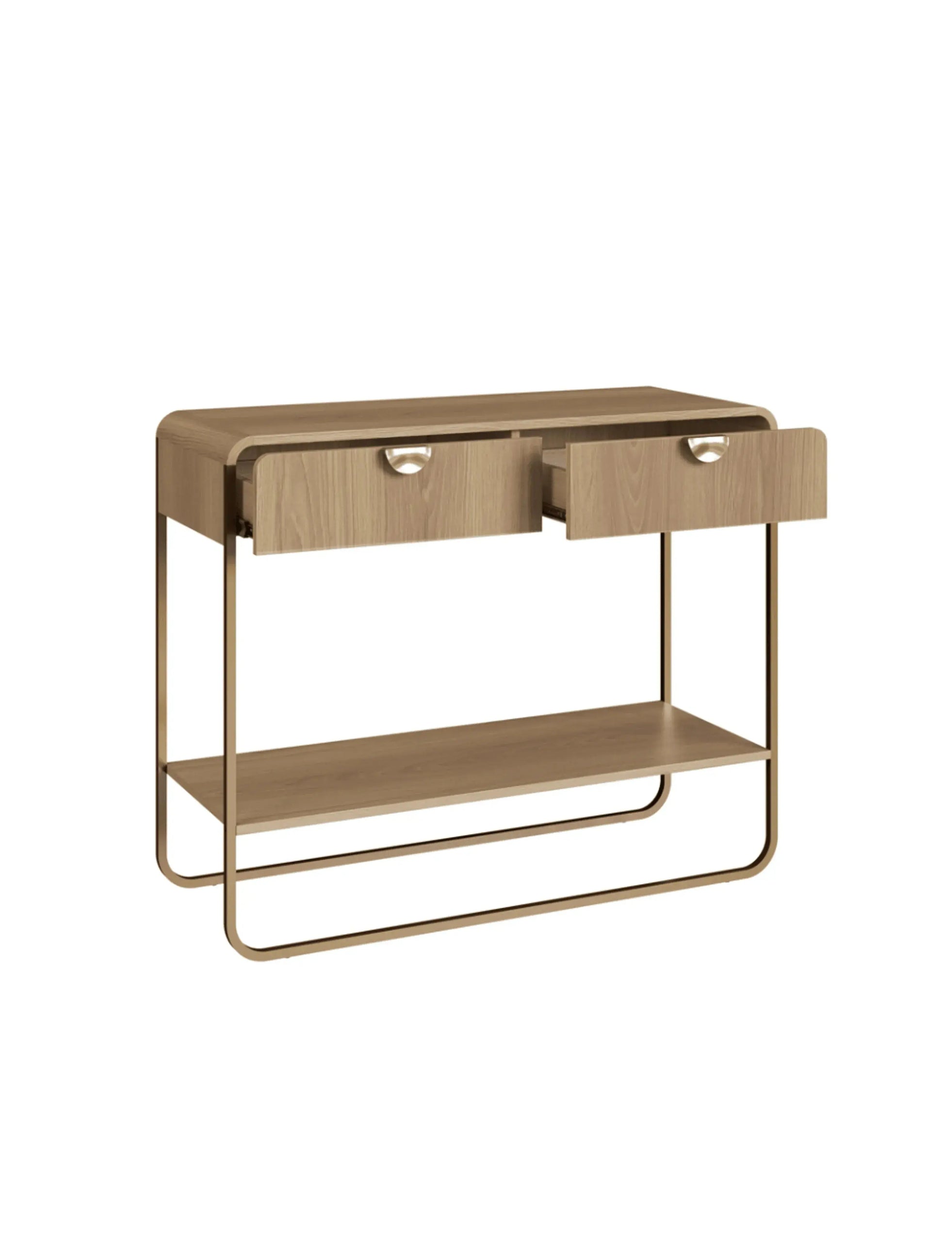 Aparador Dalia 100cm 2 Gavetas acabamento Hanover/Dourado com pés metálicos dourados