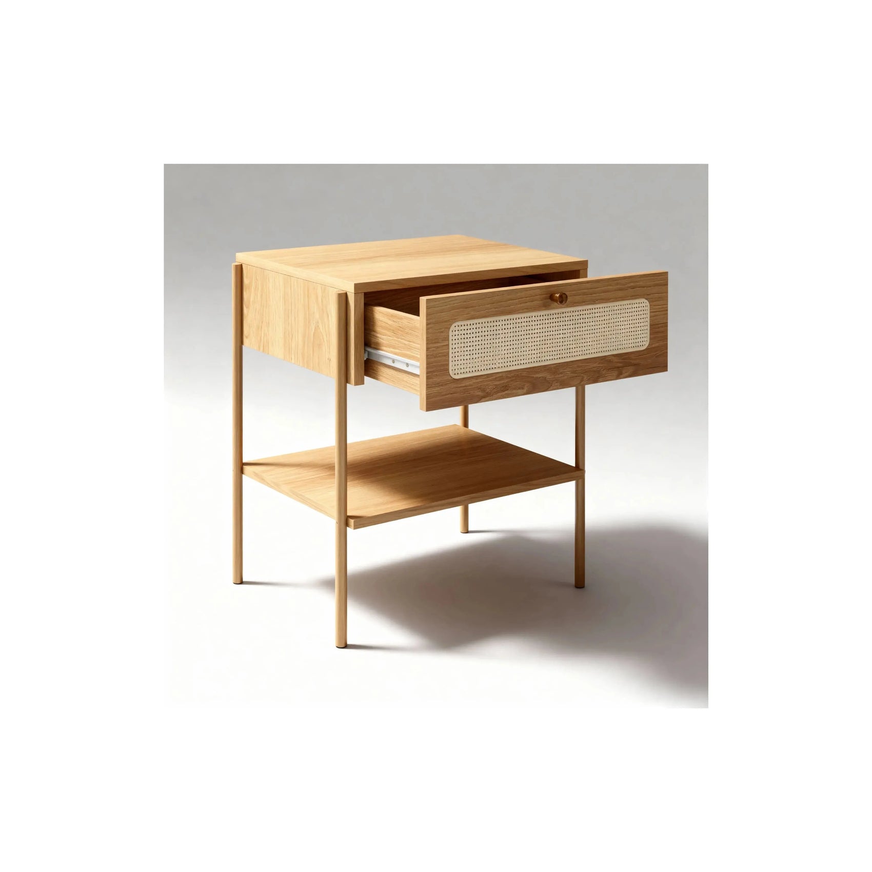 Mesa de Cabeceira Ipê 1 Gaveta Hanover pés metal – Artesano