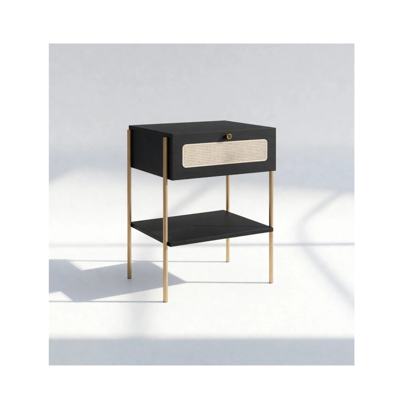 Mesa de Cabeceira Ipê 1 Gaveta Nero pés metal – Artesano