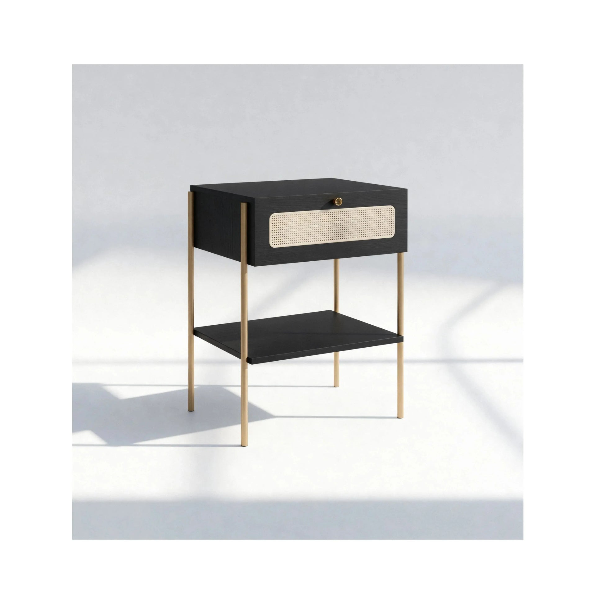 Mesa de Cabeceira Ipê 1 Gaveta Nero pés metal – Artesano