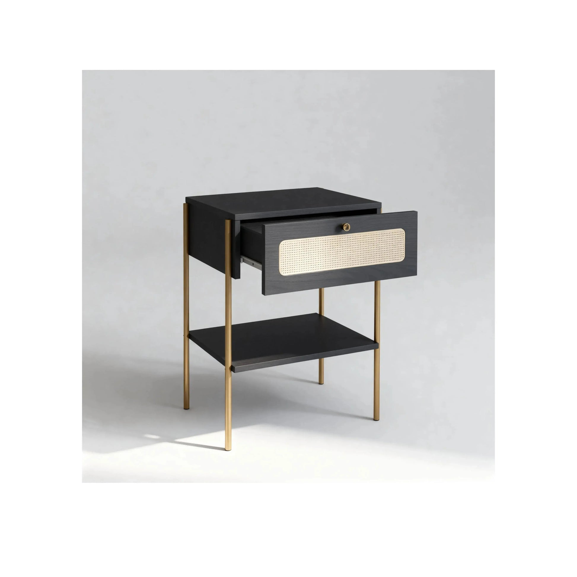 Mesa de Cabeceira Ipê 1 Gaveta Nero pés metal – Artesano