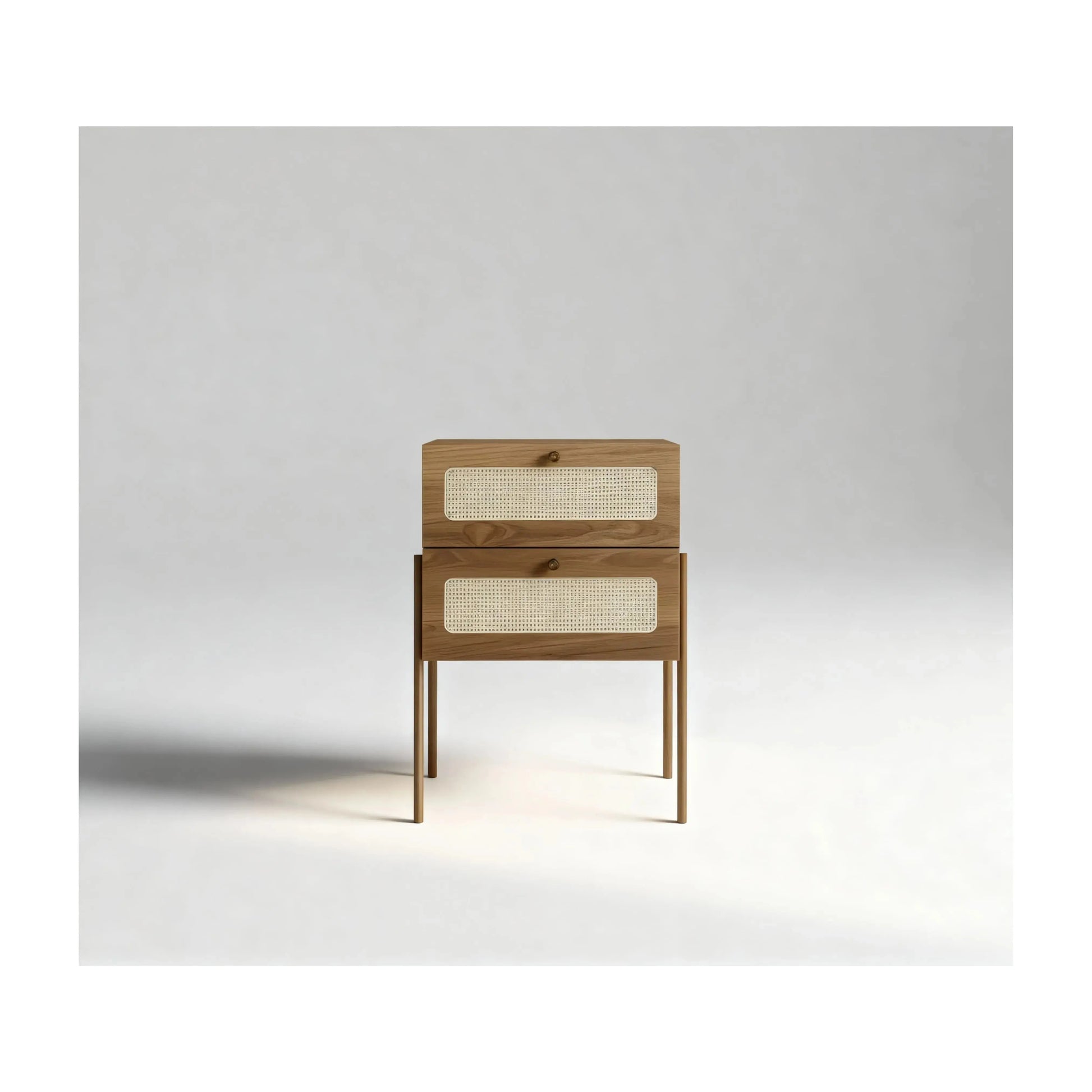 Mesa de Cabeceira Ipê 2 Gavetas Hanover pés metal – Artesano