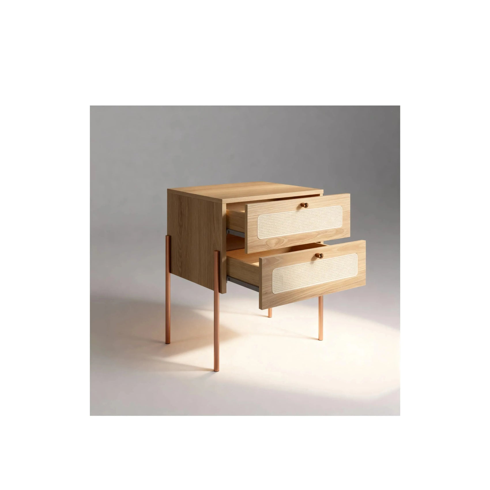 Mesa de Cabeceira Ipê 2 Gavetas Hanover pés metal – Artesano