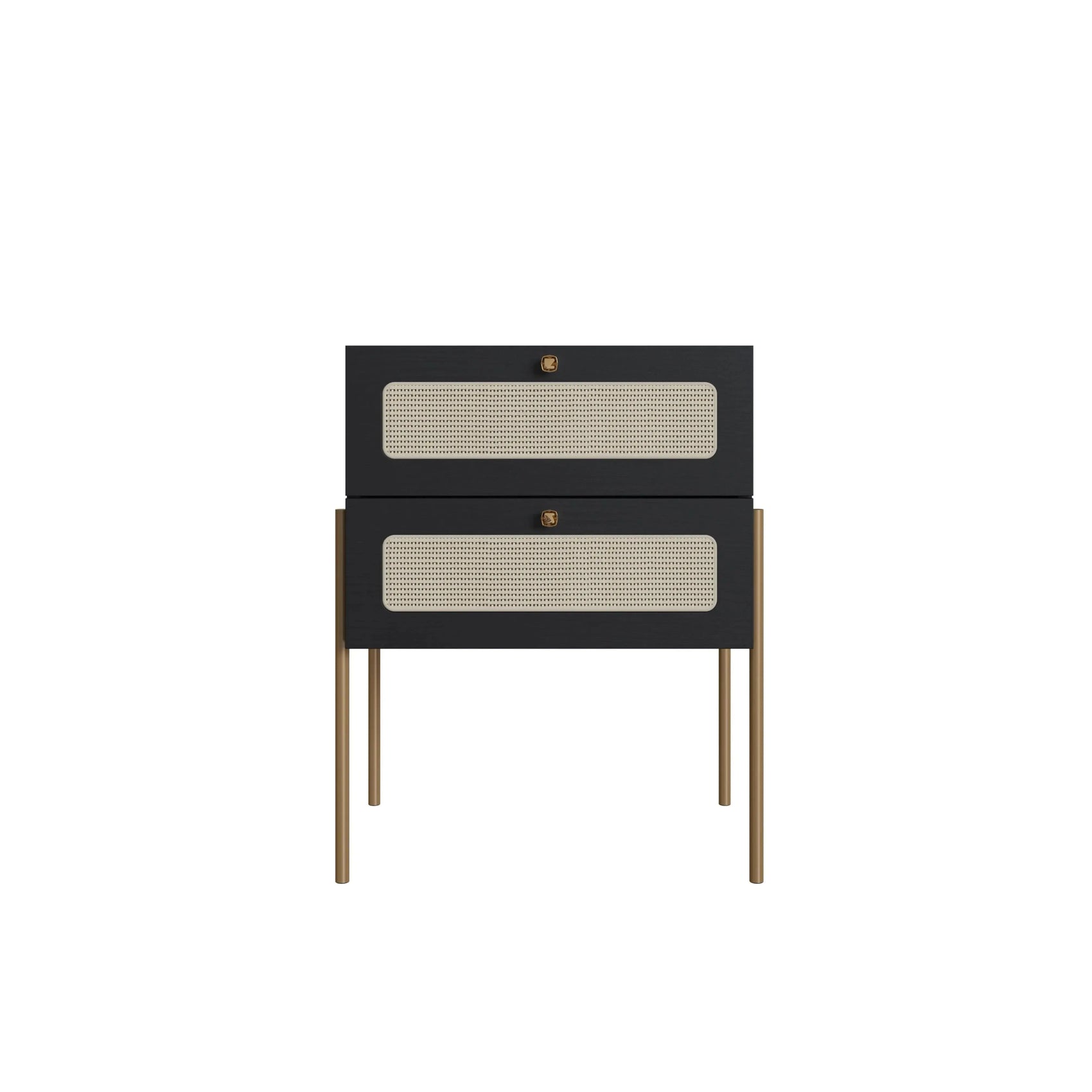 Mesa de Cabeceira Ipê 2 Gavetas Nero pés metal – Artesano