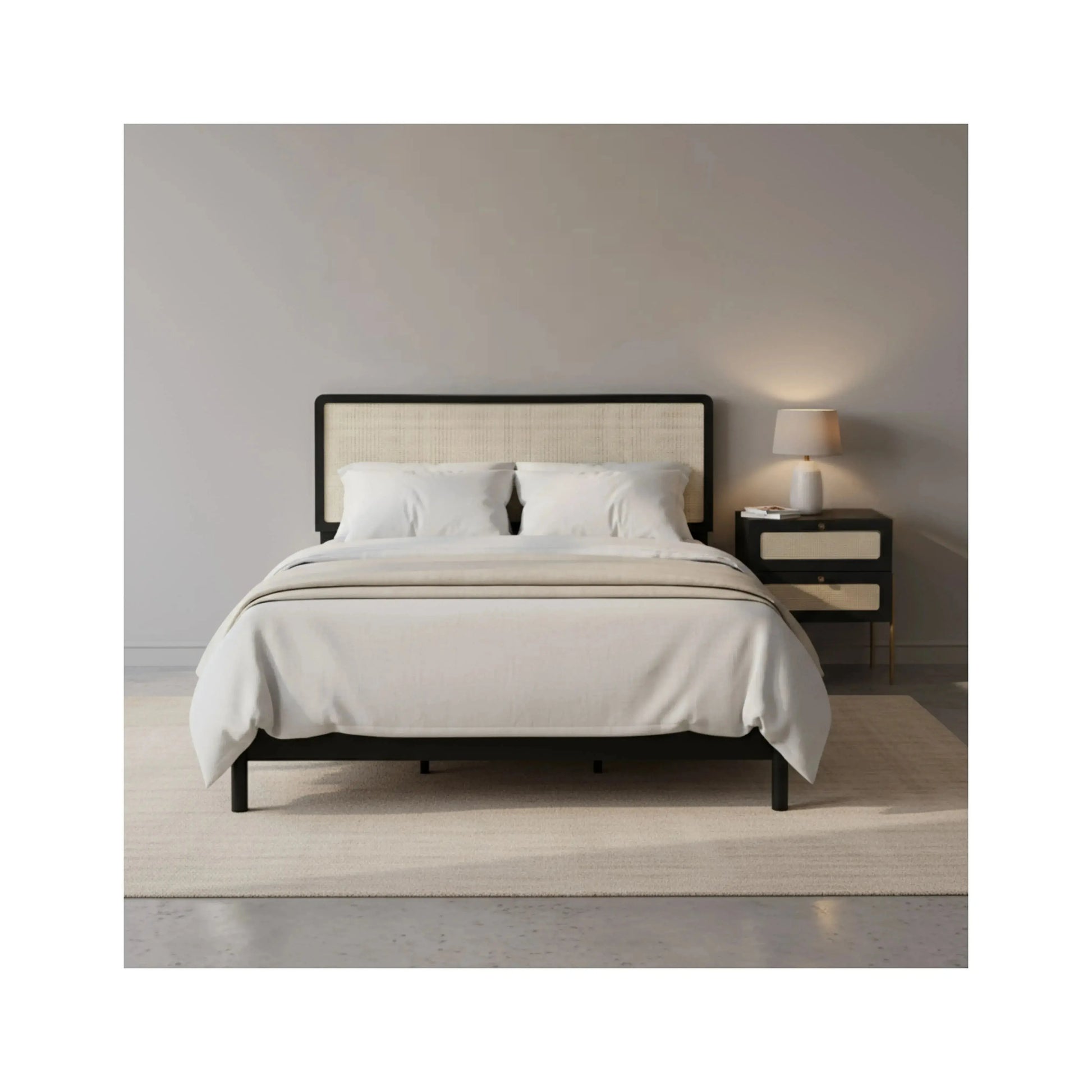 Mesa de Cabeceira Ipê 2 Gavetas Nero pés metal – Artesano