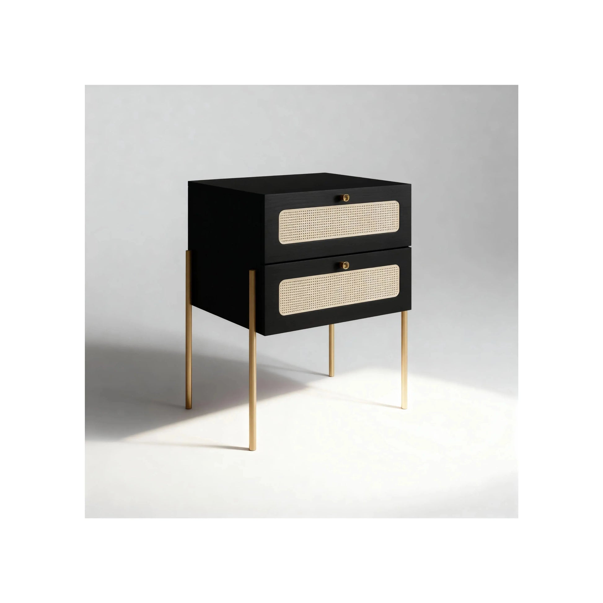 Mesa de Cabeceira Ipê 2 Gavetas Nero pés metal – Artesano