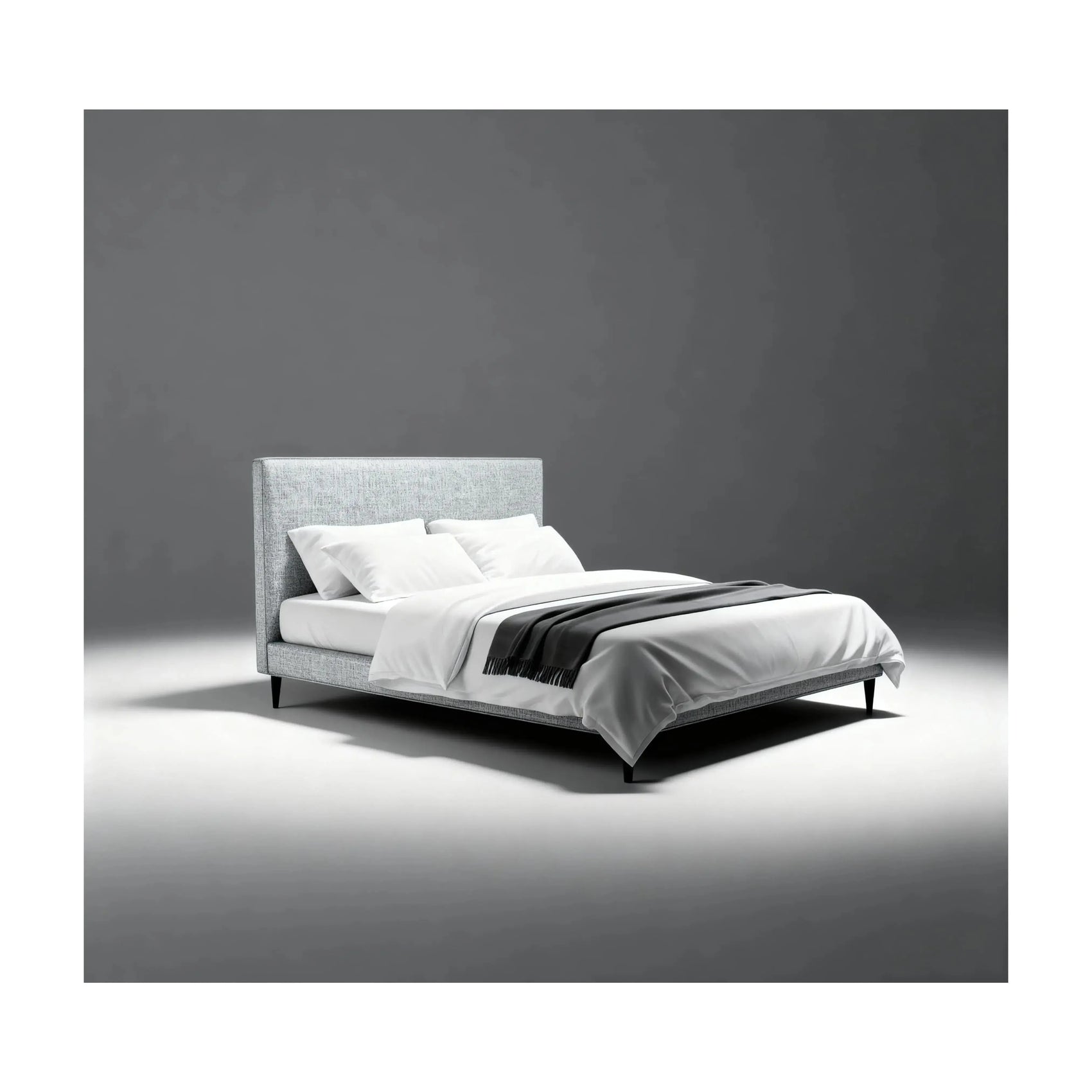 Cama Isla – cama estofada com pés esguios e design orgânico leve