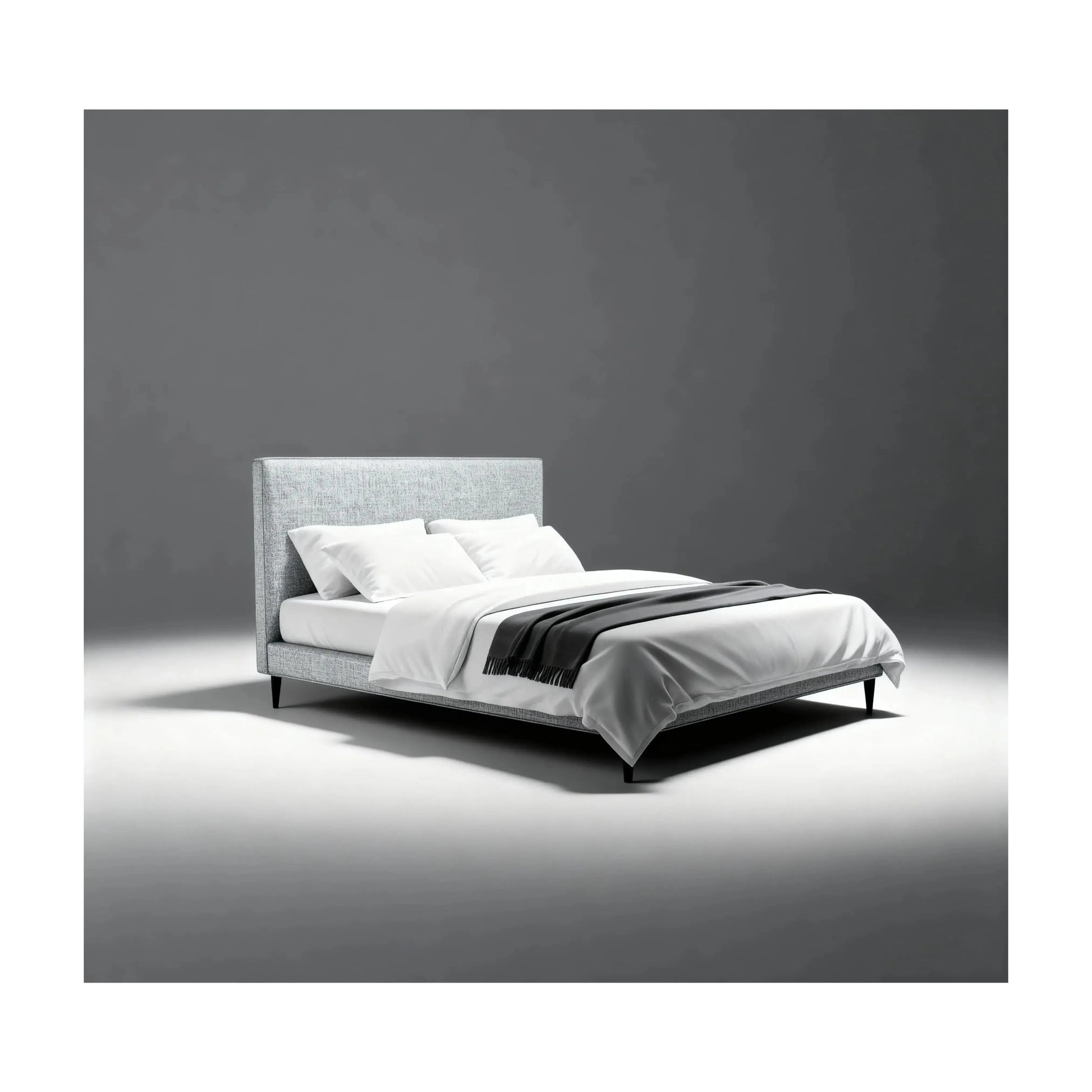 Cama Isla – cama estofada com pés esguios e design orgânico leve