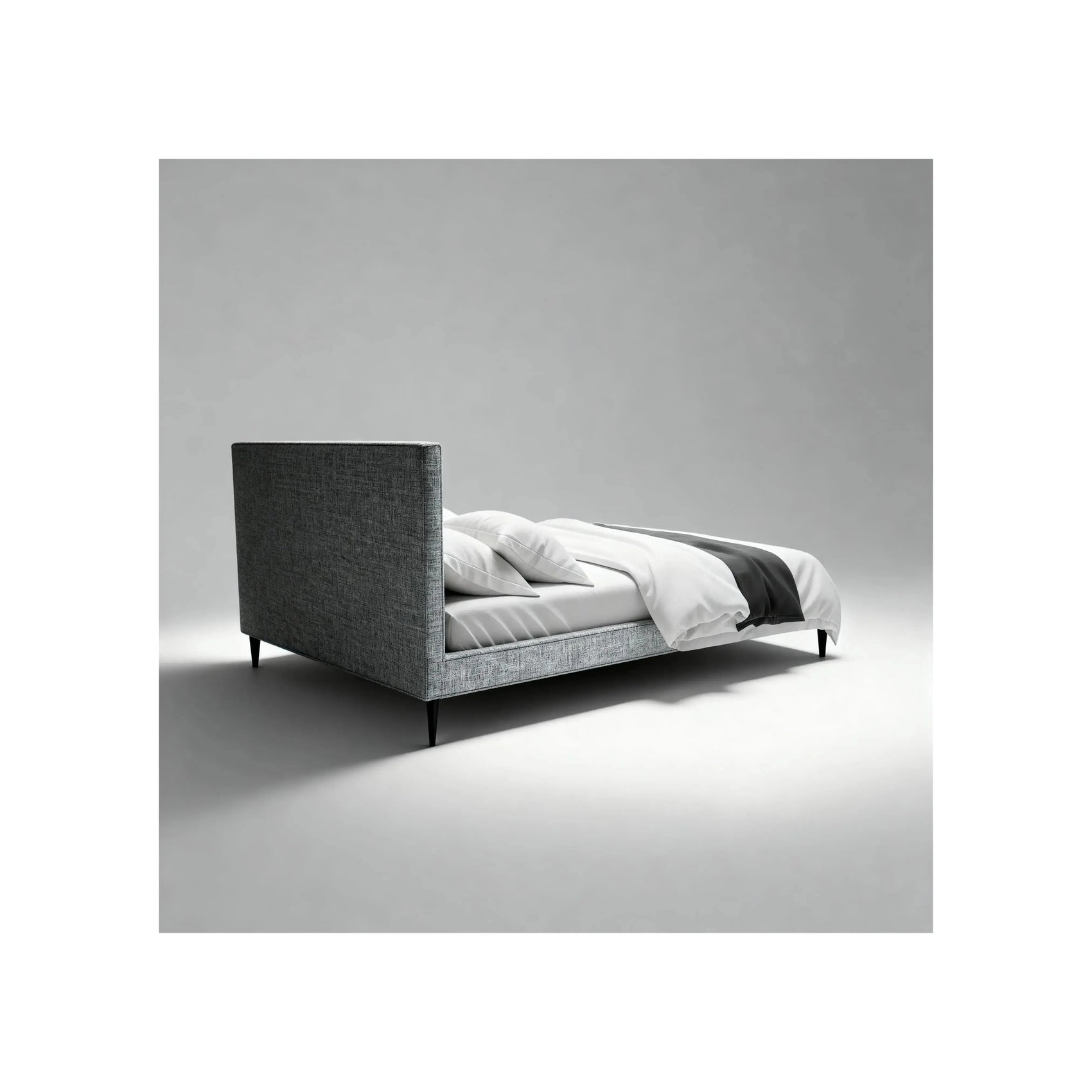 Cama Isla – cama estofada com pés esguios e design orgânico leve
