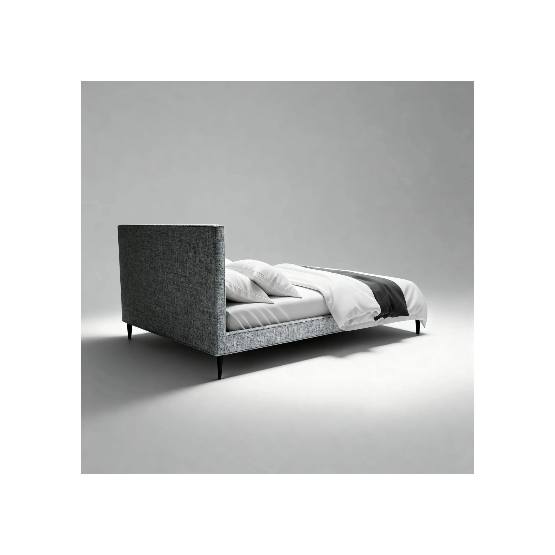 Cama Isla – cama estofada com pés esguios e design orgânico leve