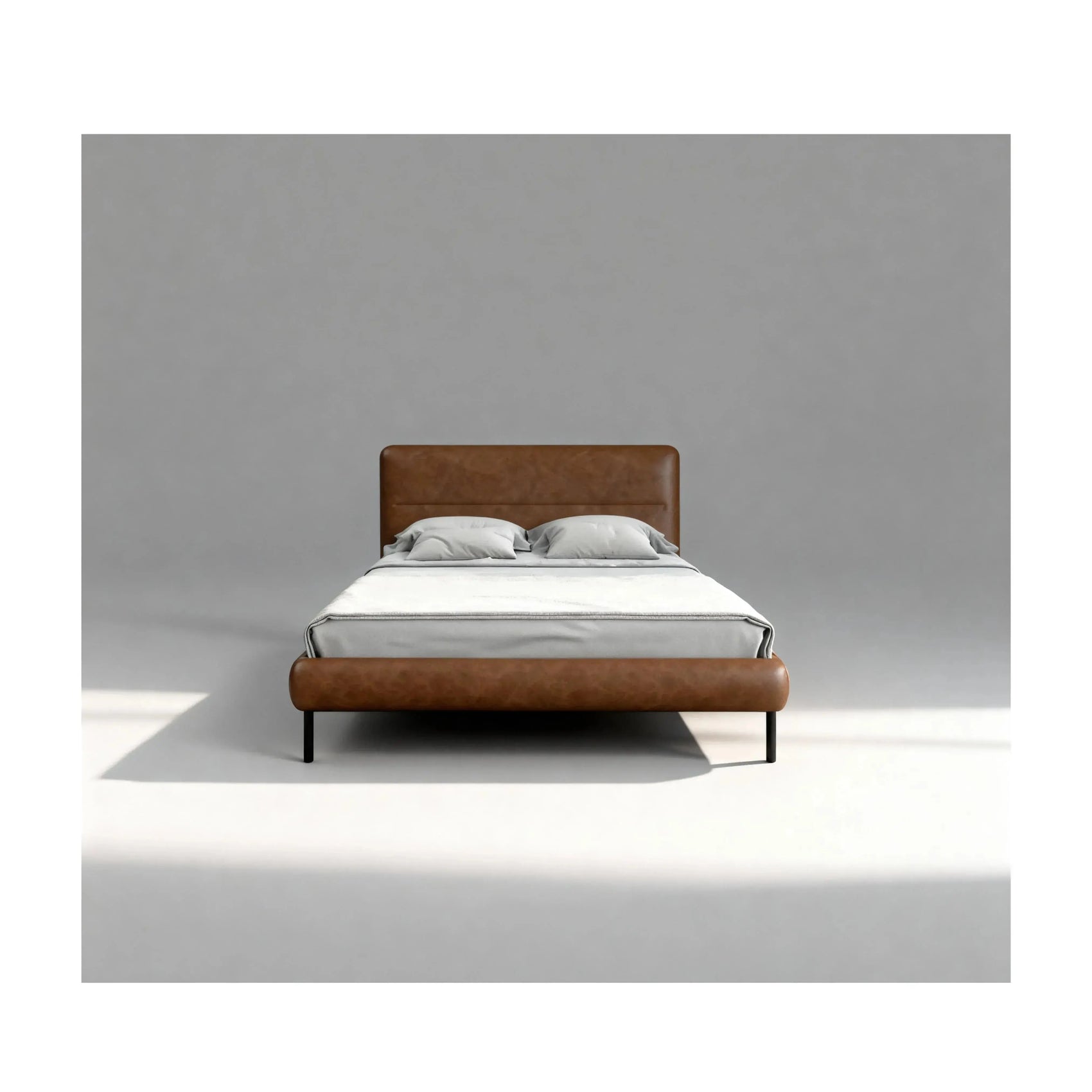 Cama Kali – cama estofada retilínea com pés de aço e design contemporâneo
