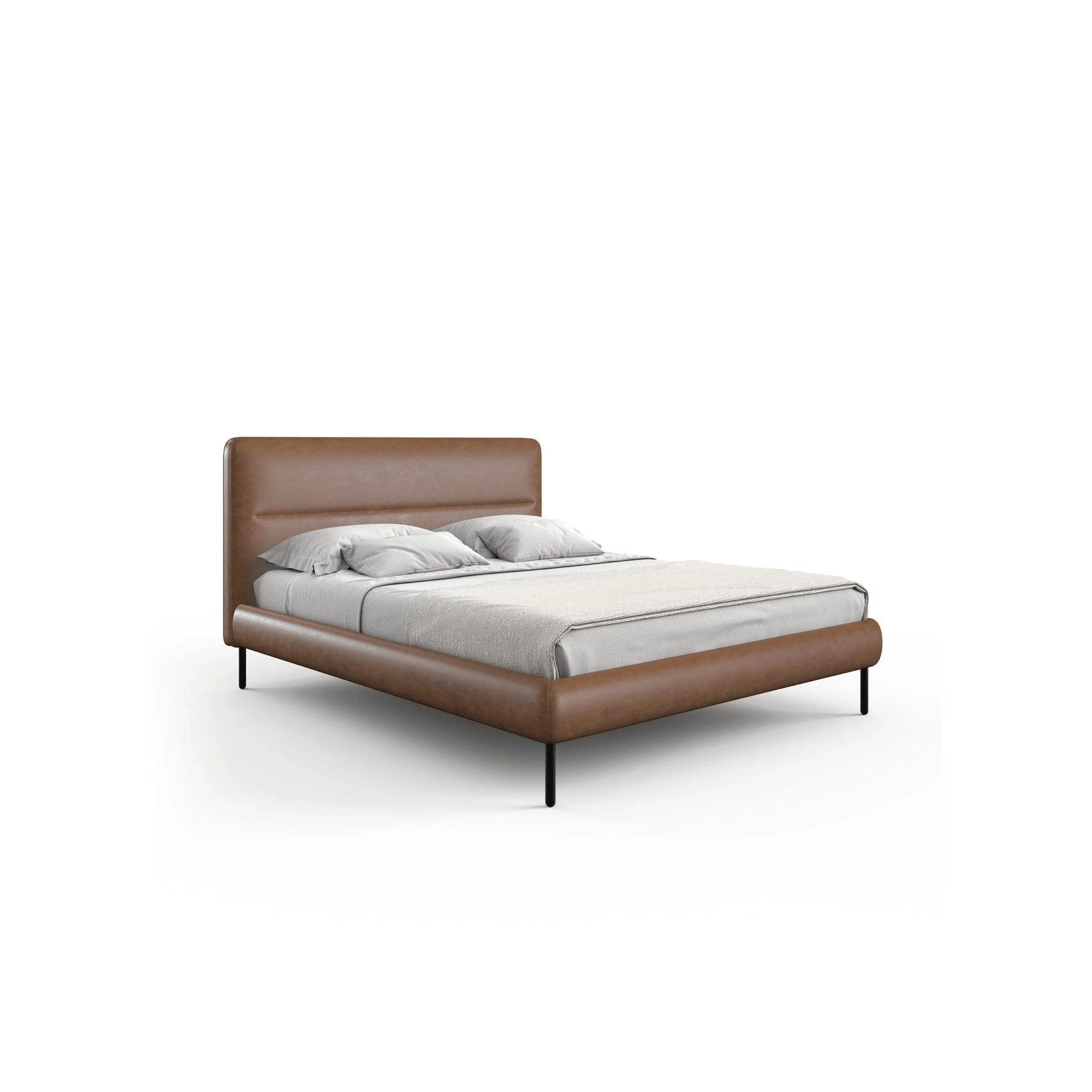 Cama Kali – cama estofada retilínea com pés de aço e design contemporâneo