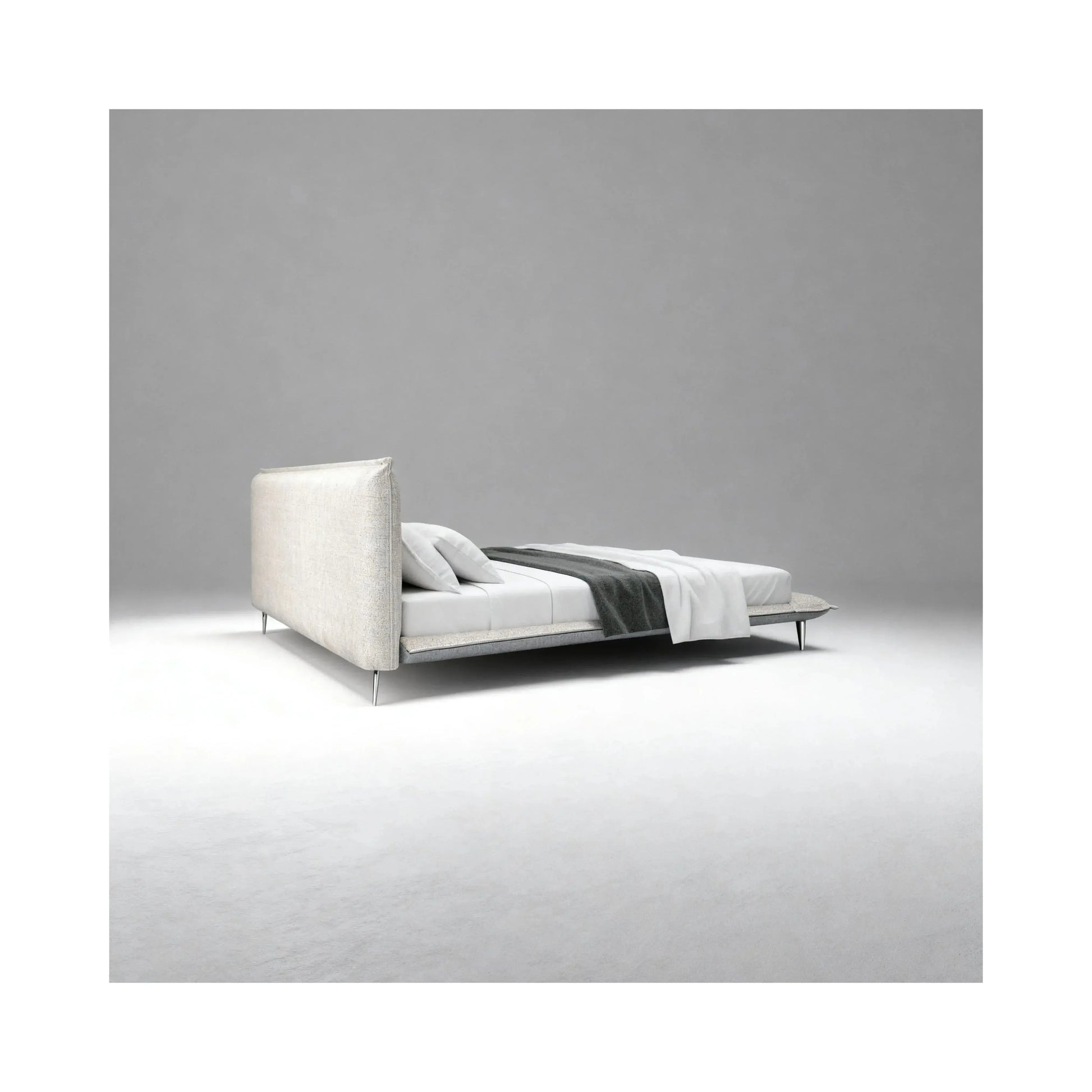 Cama Kirigami – cama estofada com cabeceira de design geométrico inspirado no origami