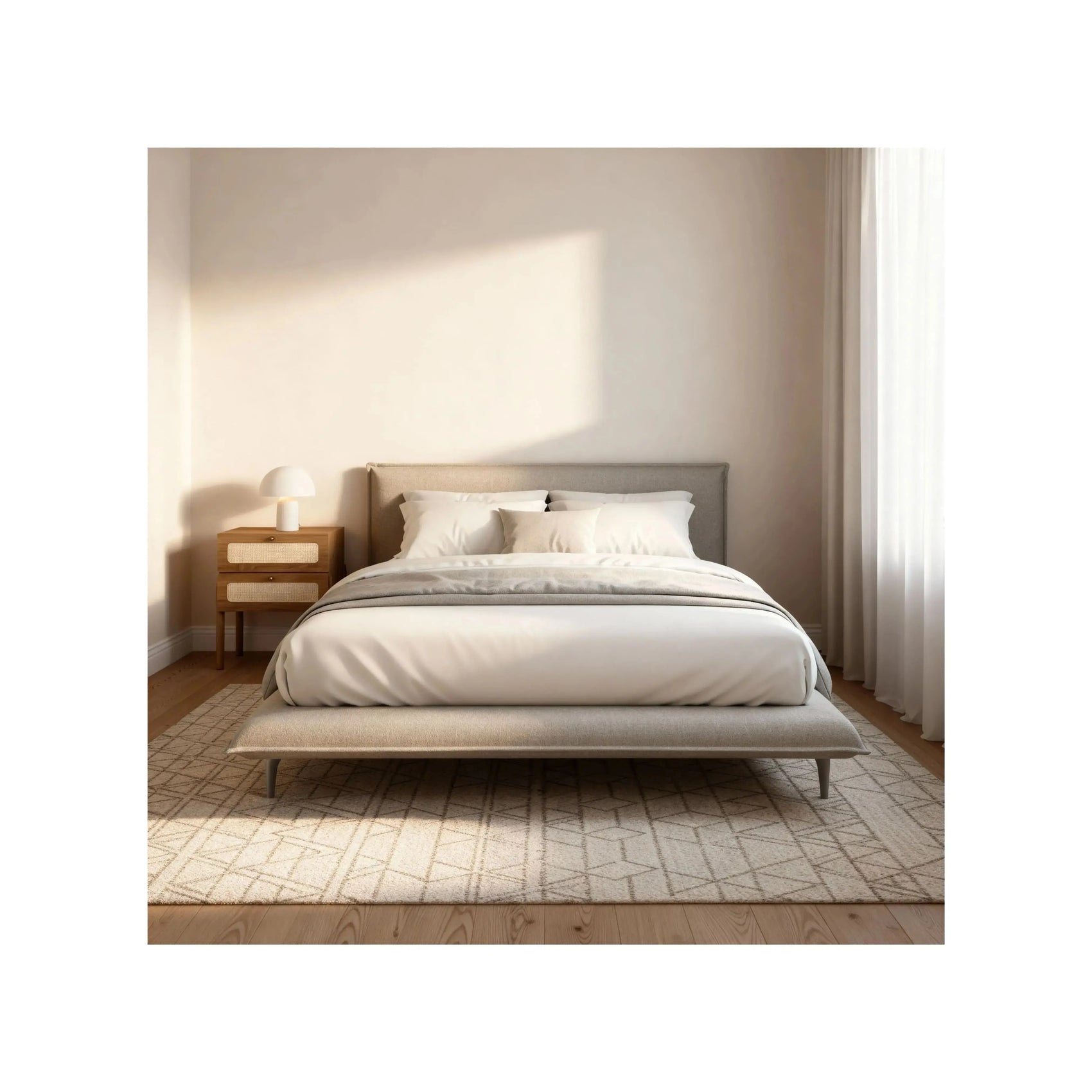 Cama Kirigami – cama estofada com cabeceira de design geométrico inspirado no origami