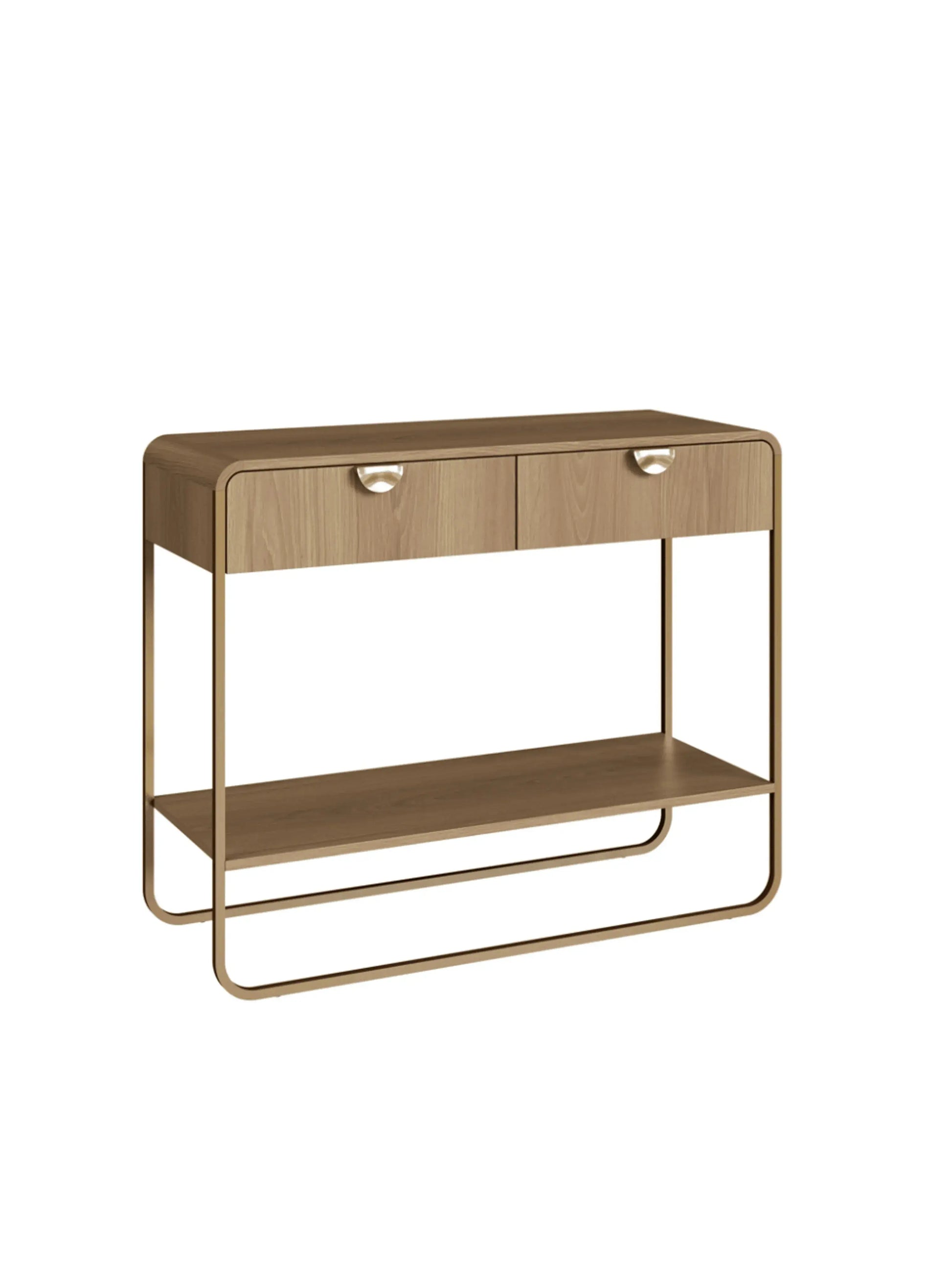 Aparador Dalia 100cm 2 Gavetas acabamento Hanover/Dourado com pés metálicos dourados