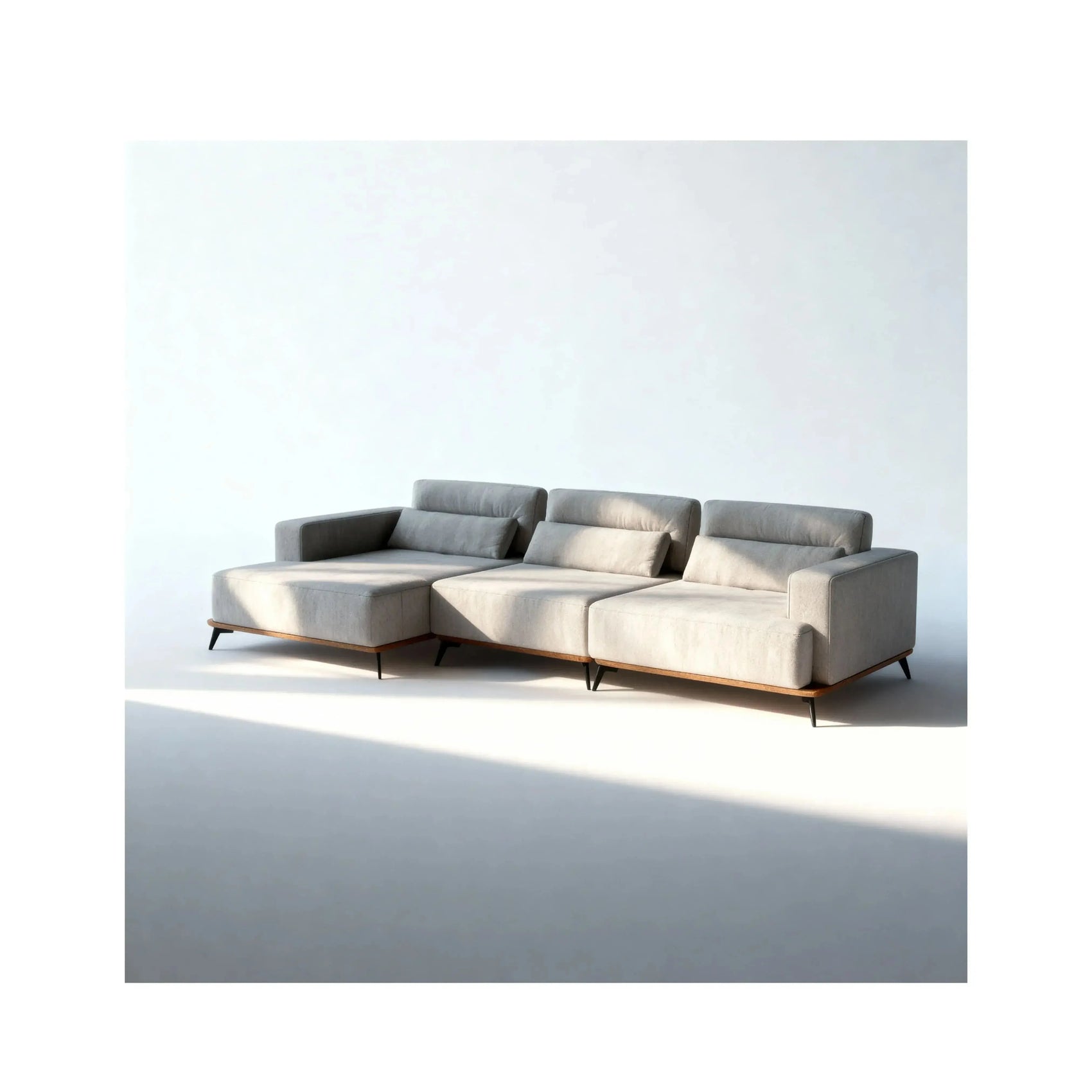 Sofá Living Liberty – sofá com chaise integrada e braços largos de design contemporâneo