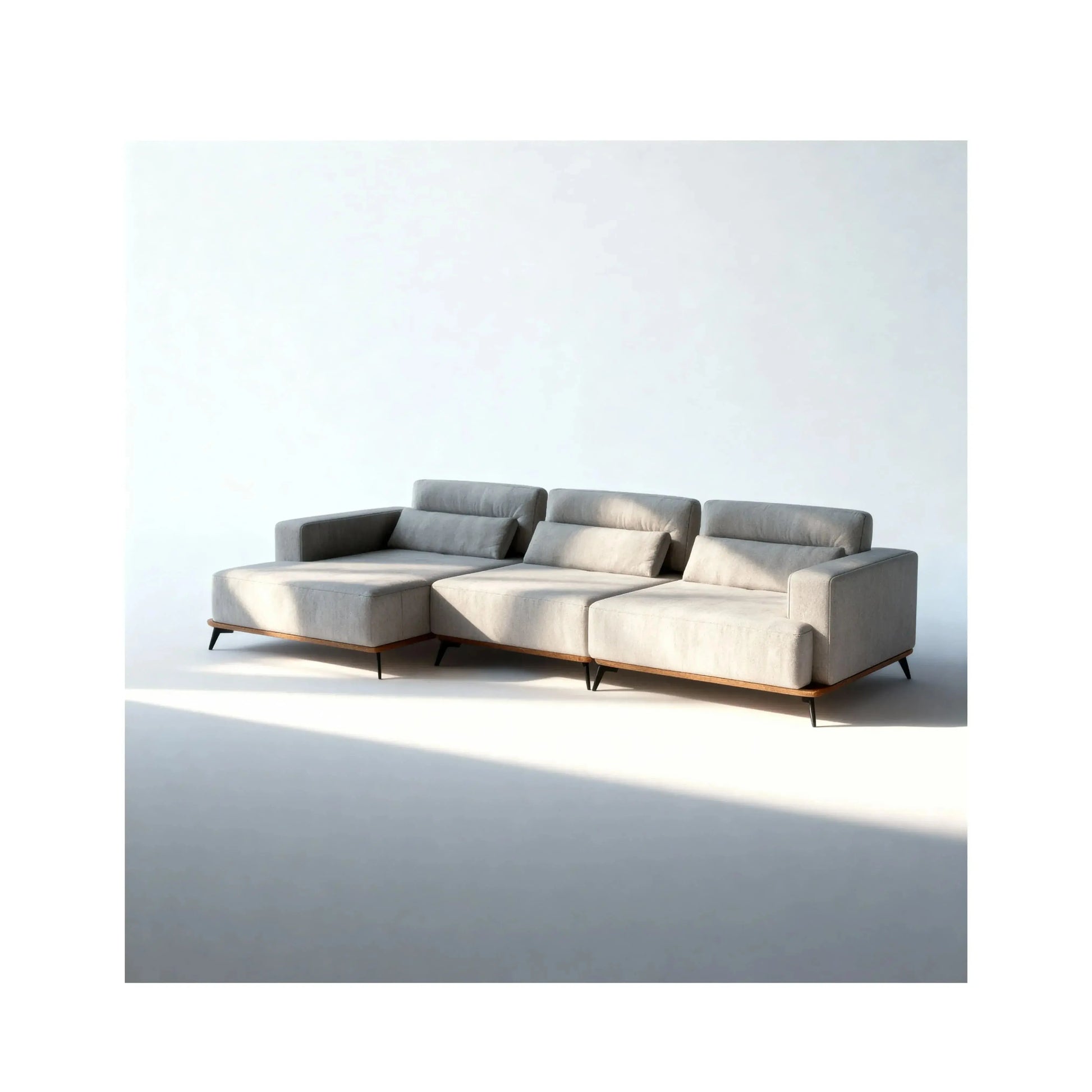 Sofá Living Liberty – sofá com chaise integrada e braços largos de design contemporâneo
