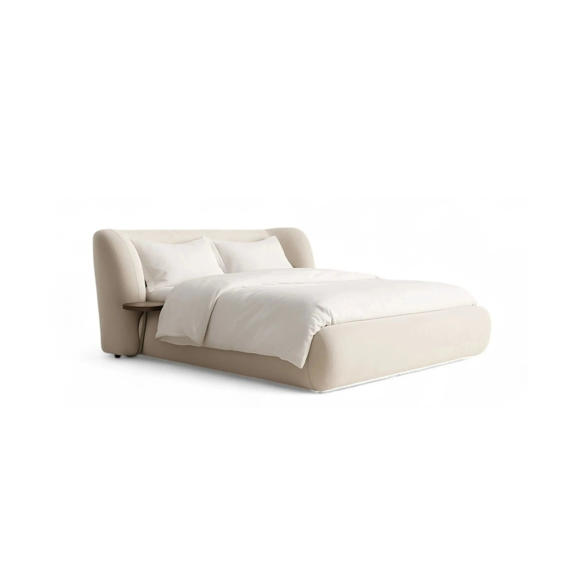 Cama Lírio – cama estofada com design orgânico e cabeceira de 90 cm