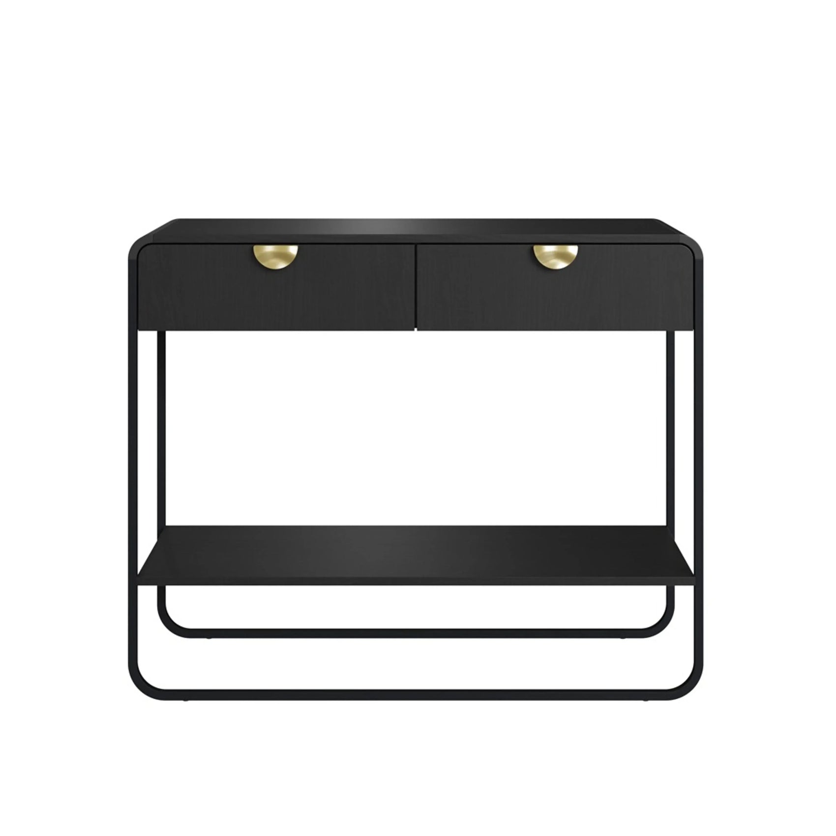 Aparador Dalia 100cm 2 Gavetas acabamento Nero/Preto com pés metálicos e design orgânico