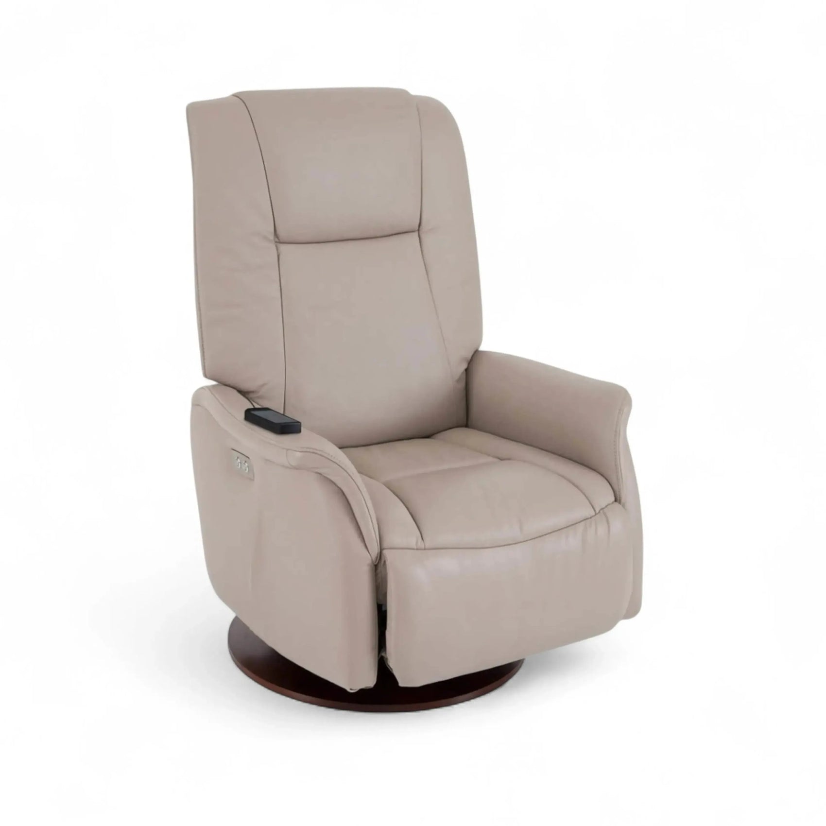 Poltrona Lumo com Massagem em couro taupe com 9 ciclos programáveis e chaise extensível