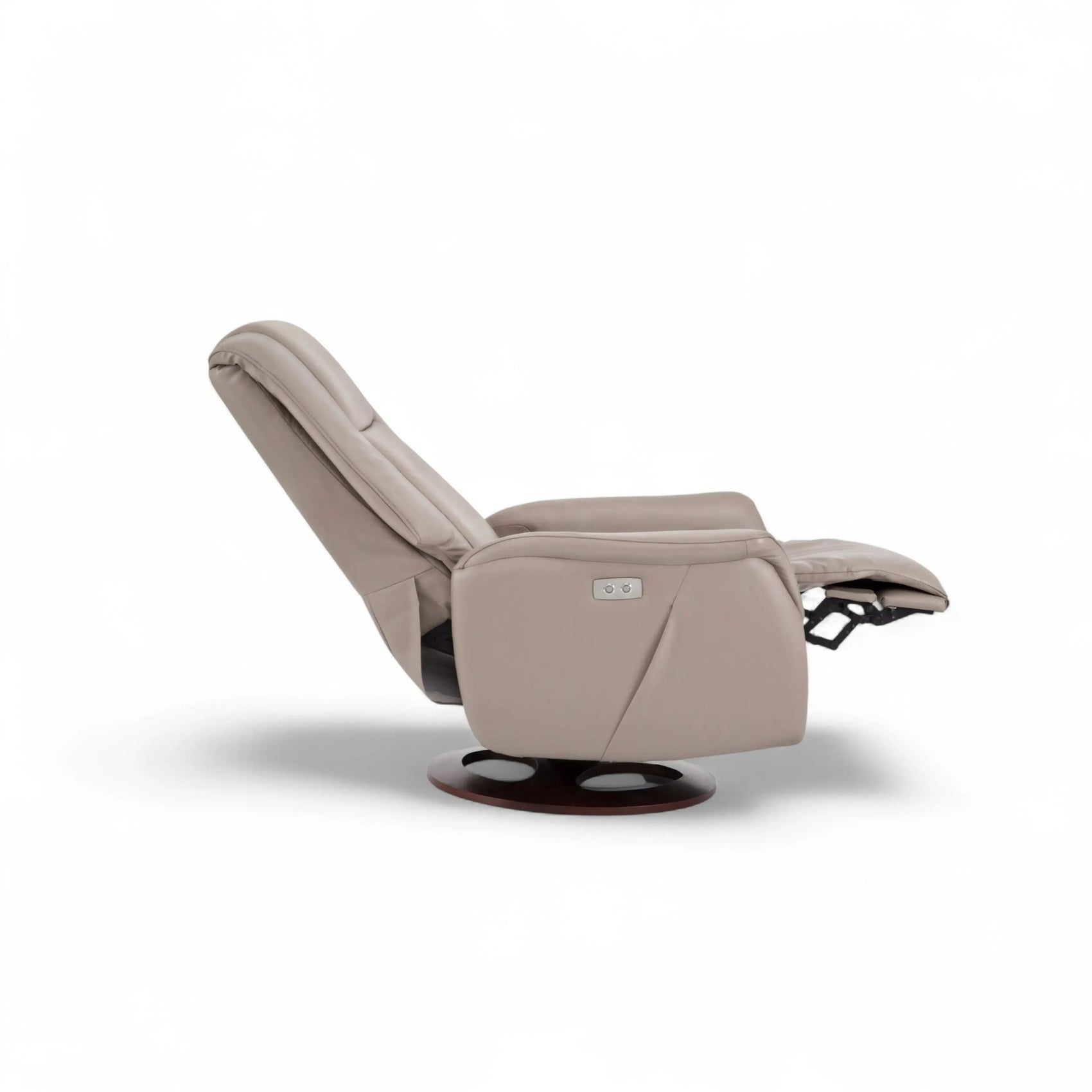 Poltrona Lumo com Massagem em couro taupe com 9 ciclos programáveis e chaise extensível