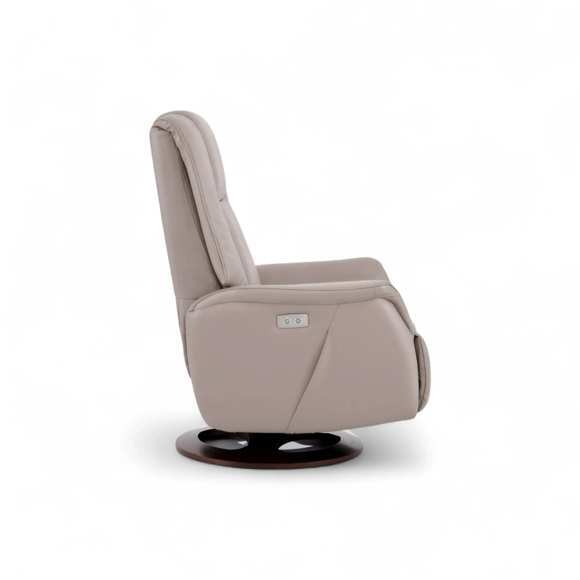 Poltrona Lumo com Massagem em couro taupe com 9 ciclos programáveis e chaise extensível