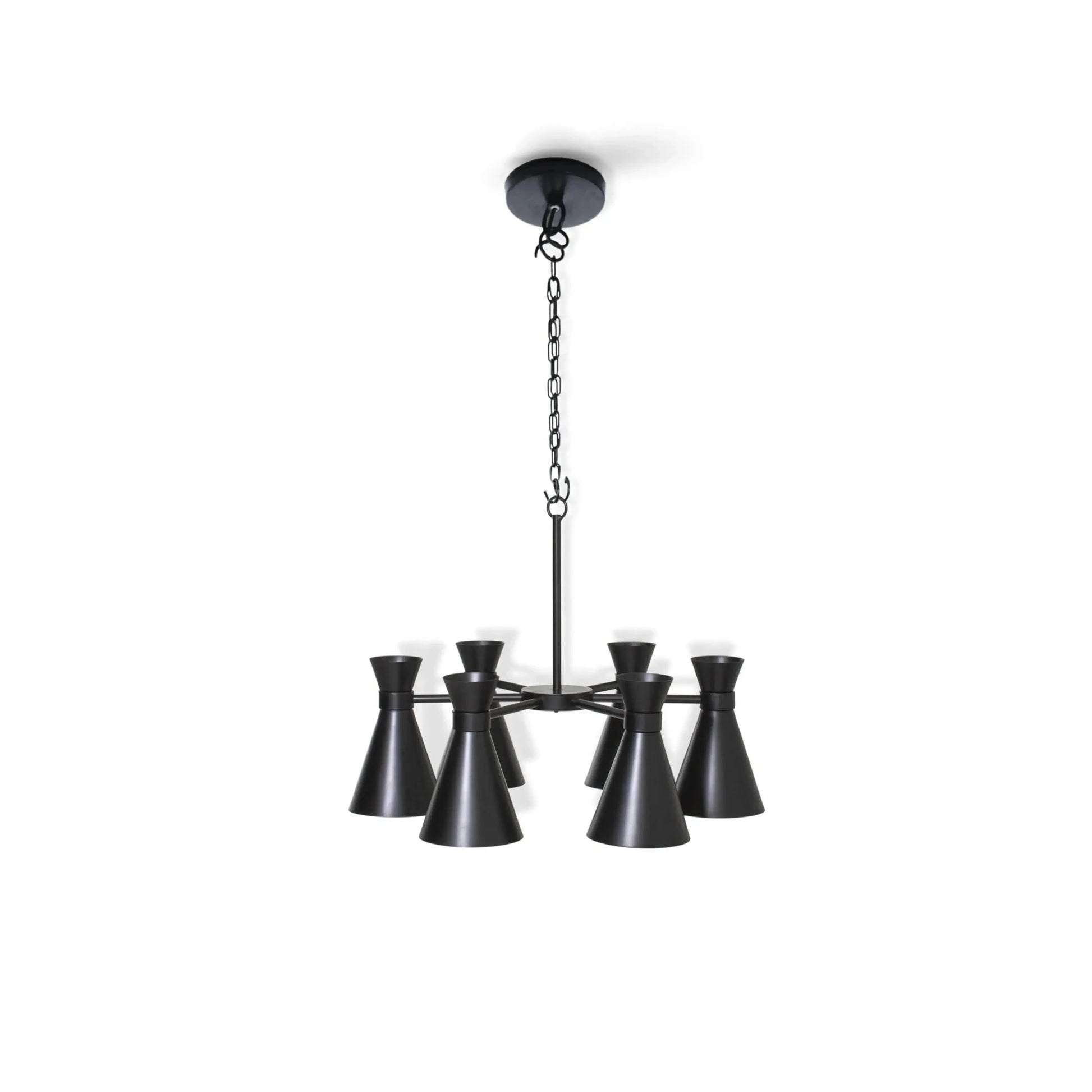 Lustre de teto Lustre Belluno com 6 braços e cúpulas pretas
