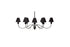 Lustre horizontal com candelabros e 5 cúpulas pretas
