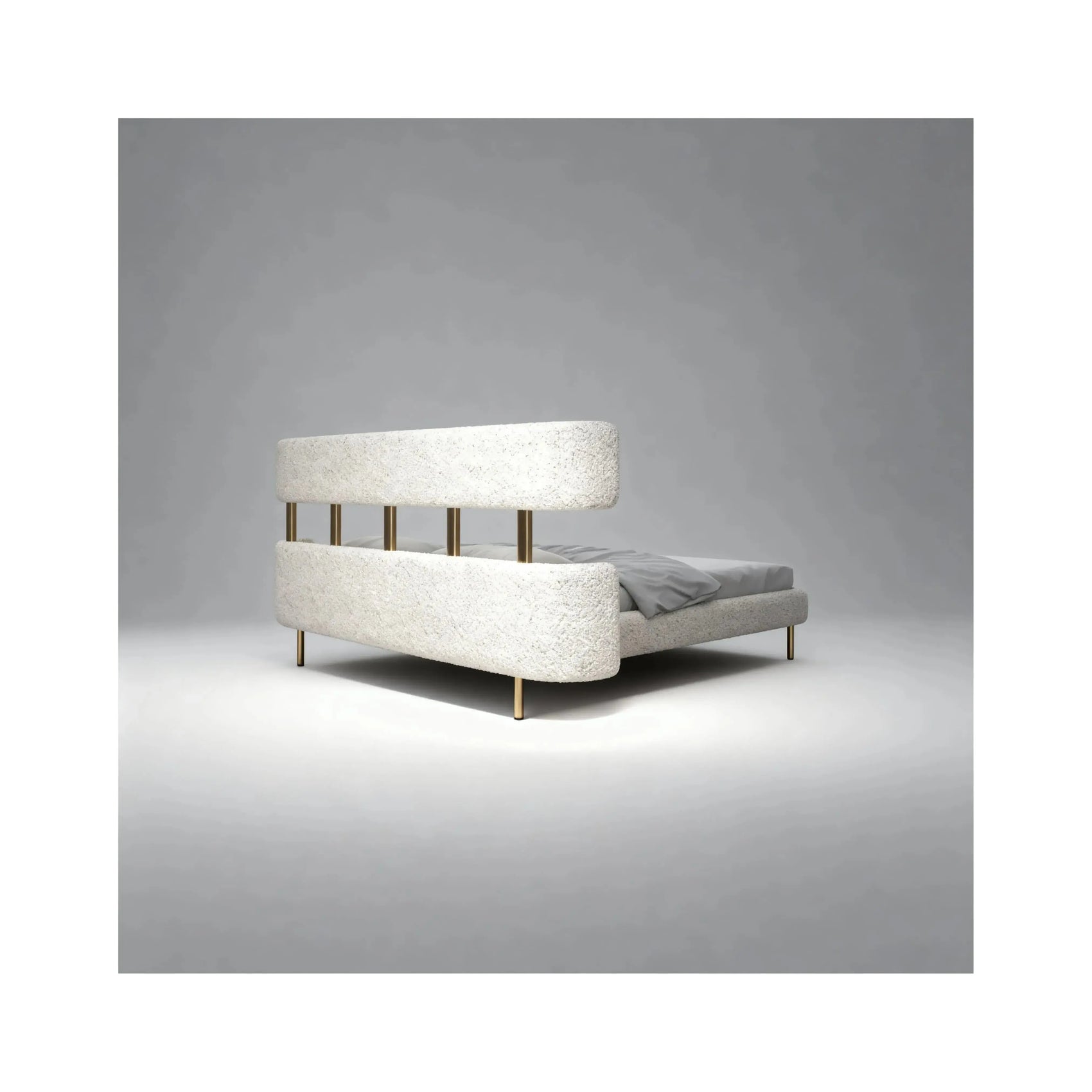 Cama Mael – cama com cabeceira curva e elementos vazados de design arrojado